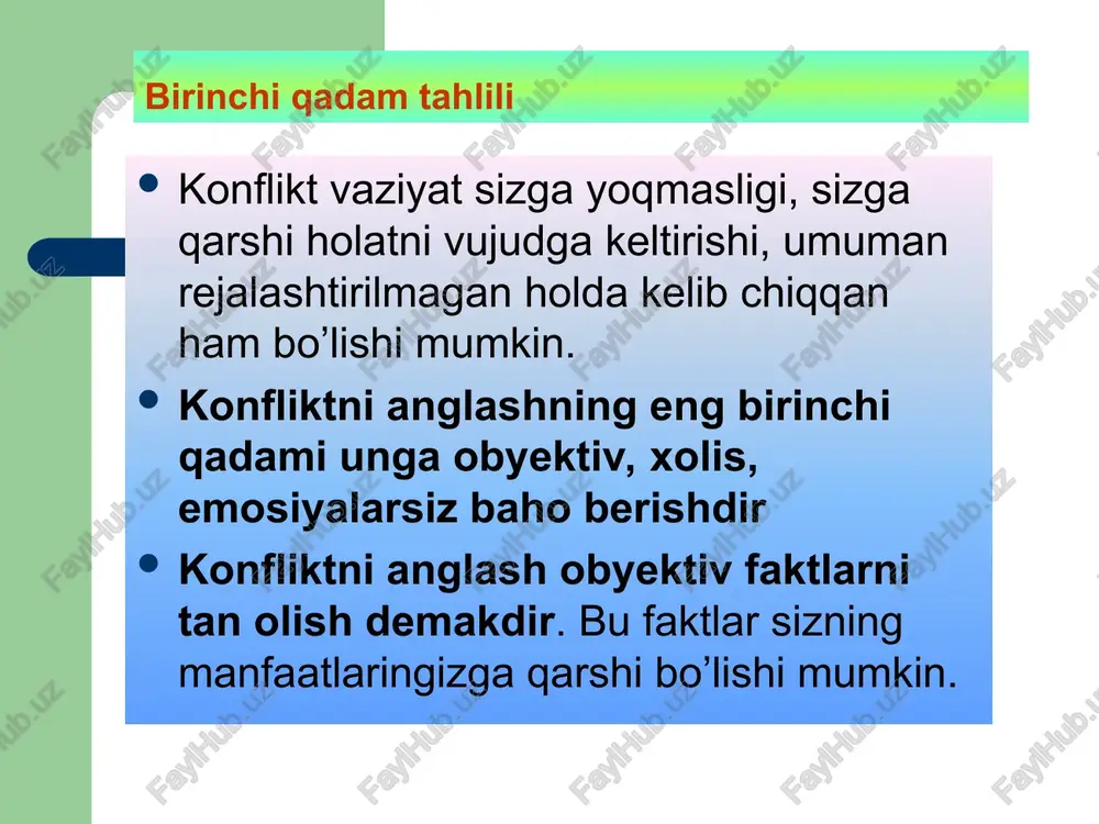 oradi, biroq sizning bu fazilatingizni qadrlaydigan insonlar atrofingizda bo'lsa, hayotingiz siz istagandek tinch va osuda o'taveradi. ammo o'zingizning kuchsiz ekanligingizni har doim sezib turasiz. «akula» usuli shiori: «kim nima desin-chi?! kim menga qarshi chiqa oladi?! qani o'zi zo'r bormi?!» usulning afzalliklari: siz har doim o'z emotsiyalaringizni oshkora tutasiz, fikrlaringizni erkin bayon qila olasiz. siz faol bo'lishni, mas'uliyatni o'zingizga olishni hamda tavakkalchilikni yoqtirasiz. har doim salbiy xis-tuyg'ularning ochiq chiqib ketishi imkoniyati mavjudligi sizni emotsional krizislardan asraydi. siz ichingizda ezilib, qiynalib yurmaysiz. depressiya degan so'z – sizga yot. usulning kamchiliklari: sizning faqat o'z manfaatlaringiz uchun harakat qilishingiz atrofingizdagi do'st va vafodor odamlarni qoldirmaydi, sizning emotsional portlashlaringizdan ko'pchilik yaqinlaringiz qiynaladi, boshqalar fikrini mensimasligingiz, faqat o'zingizga ishonishingiz odamlar bilan munosabatlaringizni qiyinlashtirib qo'yyadi. siz kamdan-kam boshqalar maslahatiga quloq solasiz va boshqalar bilan kelishib ishlaysiz. ko'proq boshqalar siz bilan kelishishi kerak bo'ladi. muammo shundaki, sizdagi xislatlarning zo'ravonlikka o'tib ketishi juda oson. siz zo'ravonlik qilish va uni …