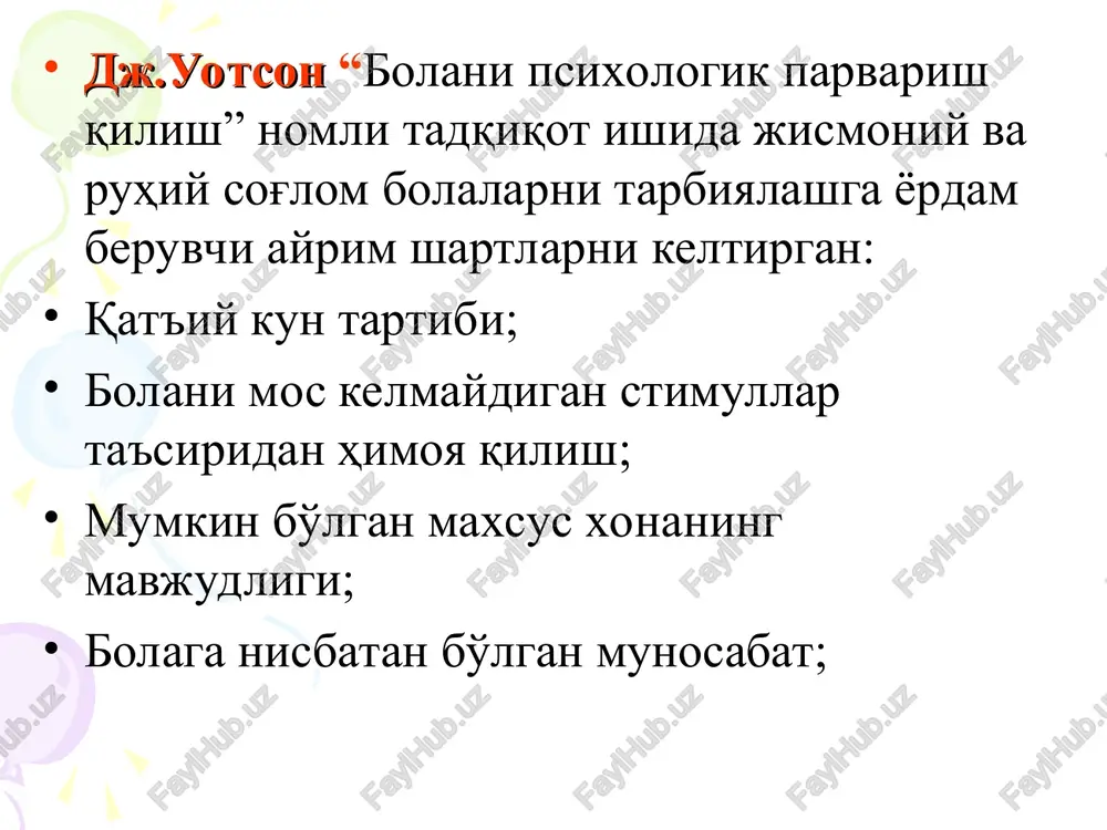 chalik tez-tez takrorlansa, shunchalik u tezroq mustahkamlanadi va mahkamlanadi. 2.ta'sir (effekt) qonuni (qo'llab-quvvatlash). reaktsiyalarni o'rganishda qo'llab-quvvatlash bilan birga kuzatilganlardan (ijobiy yoki salbiy) biri mustahkamlanadi. 3.tayyorlik (hozirlik) qonuni. sub'ekt holati (ochlik, suvsizlik hissini his qilayotgan) yangi reaktsiyalarni ishlab chiqish uchun ahamiyatsiz emas. 4.assotsiativ o'zgarish qonuni. vaqt bilan chegaradoshlik. ahamiyatli muhim bilan assotsiatsiya qilishda bog'liq bo'lgan neytral stimul ham kerakli xulq-atvorni yuzaga keltira boshlaydi. berres frederik skinner berres frederik skinner 1904 yilning 20 martida pensilvaniya shtatining saskuexanna shaxarchasida tug'ildi. oliy ma'lumotni berres spikner nyu-york shtatining kichikroq ijtimoiy o'quv muassasasining gamilton kollejida oldi. u ingiz tili va adabiyotga ixtisoslashib, kelgusida o'zini adabiyot ijodiyotga bag'shlamoqchi edi. 1926 yilda bakalavr darajasini oldi. psixologiyaga qiziqish skinnerda kolledjni tugatgandan so'ng uyg'ondi. hayoti va ijodi 1928 yilda u garvard universitetining psixologiya bo'limiga o'qishga kirdi. 1931 yidan 1936 yilgacha skinner garvardda ilmiy faoliyat bilan shug'ullanib, o'z diqqatini hayvonlarning fe'l atvorini o'rganishga qaratdi. bu vaqtda u eksperimental qutini ixtiro qildi …