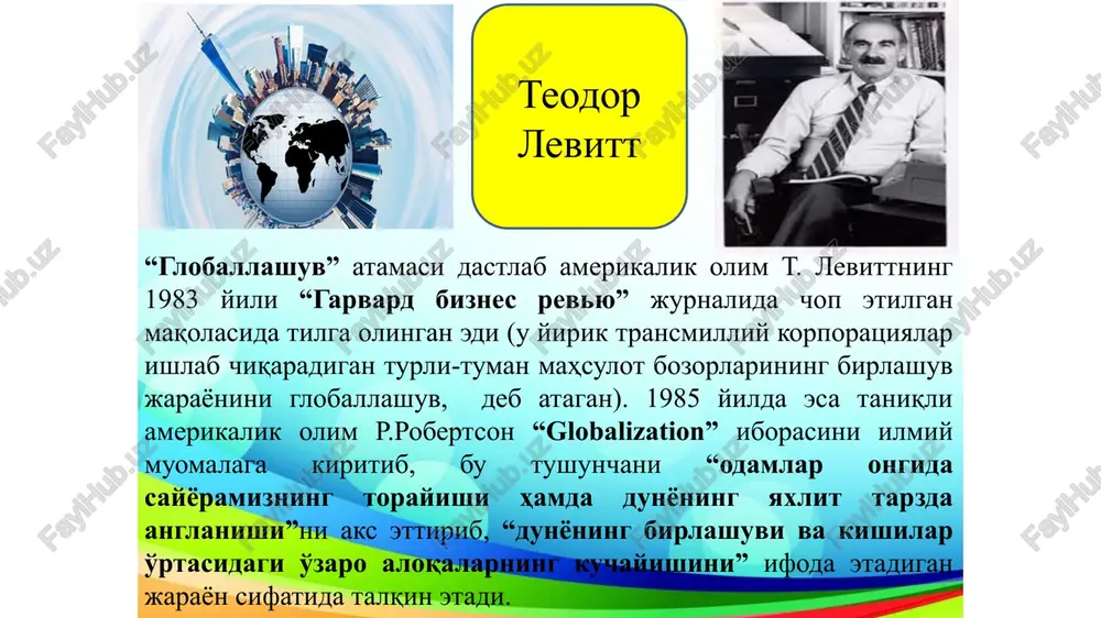 un xalqaro hamkorlikni yanada faollashtirish bashorat o'z gnoseologik tabiatiga ko'ra, gipotezani ilgari surishga yaqin turadi. ammo gipoteza – o'tmishni ham, hozirgi zamonni ham, kelajakni ham bilishga tatbiq etiladigan mantiqiy shakl, bashorat esa, kelajakka yoki hali ma'lum bo'lmagan hozirgi davrga qarab mo'ljal oladi. kelajakni oldindan aytish usuli, teranlik va aniqlik darajasiga ko'ra bashoratning uch turini farqlash mumkin kundalik bashorat intuitiv bashorat ilmiy bashorat kundalik bashorat kundalik bashorat insonning kundalik hayot tajribasiga, tabiat va jamiyatda u yoki bu voqealarning tez-tez takrorlanishini bevosita kuzatishga asoslanadi. kundalik bashoratlarga xalqda keng mashhur bo'lgan ob-havo alomatlari misol bo'lishi mumkin. masalan, quyosh botayotganda odatdagidan uzoqroq ushlanib qolgan bo'lsa, yomg'irni kutish kerak; yozda ertalab tuman tushgan bo'lsa, demak kunduzi havo ochiq bo'ladi; sharqdan shamol essa, tez orada yomg'irlar tugaydi. intuitiv bashorat intuitsiya – bu ilmiy tajriba va mantiqiy mushohadasiz haqiqatning tagiga bevosita etish. bashoratning bu turi hali yaxshi o'rganilmagan va ko'pincha unga etarlicha baho berilmaydi. holbuki, aqlni lol …