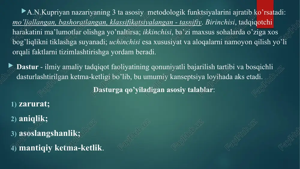 oseologik (anglanishi kerak bo’lgan muammolarni etishmasligi); predmetli (aniq ijtimoiy-psixologik ziddiyatlar, qarama-qarshiliklar); tegishlilik (stratifikatsion, demografik, oilaviy va xokazolar); masshtabli - (global, hududiy); davriy (qisqa, o’rta, uzoq muddatli); ahamiyati jihatidan (birinchi darajali, majmuali, tuzilmaviy). muammo ijtimoiy - psixologik jihatdan rivojlanayotgan bilim asosida echiladi va ijtimoiy - psixologik tadqiqotda aniq savollar orqali echimga yo’naltiriladi. muammoni qo’yish jarayonida ikki asosiy ketma-ketlikni ajratish mumkin: a) muammoli vaziyatni anglash; b) muammoni echimini shakillantirish. muammoli vaziyat - bu ijtimoiy voqeylikda qarama-qarshilikning mavjudligidir. psixolog ma’nolardagi ahamyatli va ahamyatsiz qarama-qarshiliklar nazariy asosga to’g’ri kelmasligini qayd qilib boradi. shu asnoda muammoli vaziyatni echishda va bizga noma’lum natijani izlashda yangi bilimga bo’lgan ob’ektiv ehtiyoj shakllanadi. muammoni qo’yish, ishlab chiqish: korxona yoki muassasa psixologlar oldiga muayyan bir masalani qo’yadi. bilimga byurtma beradi. byurtmachining o’zi ilmiy muammoni qo’ya olmaydi, chunki buning uchun proffesional bilimlar zarur bo’ladi. muammoni ilmiy ifodalash psixologning vazifasi. bunada quyidagi talab lar qo’yiladi: a) ilmiy manfaatlar, buyurtmachi manfaati, tadqiqot va …