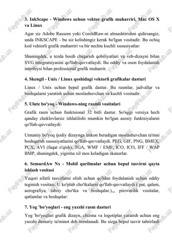 ilan siz rasmlarni to'g'ridan-to'g'ri brauzerda tahrirlashingiz mumkin. garchi bu adobe flash-ning mavjudligini talab qiladi. 13. windows, linux, mac os x, android va ios uchun rasmli magistr rasm konvertori rasmlarni bir formatdan boshqasiga aylantirish uchun kuchli vosita. masalan, .jpg-da .png-da. bu raster tasvirlarining grafik muharriri, bu sizga raster tasvirlarini boshqa formatlarga yaratishga imkon beradigan, tahrirlash va almashtirish imkonini beradigan. dasturda rasmlarni kesish, aylantirish va konvertatsiya qilish, oyna aks ettirish va boshqalar kabi foydali funktsiyalar mavjud. qanday qilib grafik dizaynerlar uchun qulay vosita qiladi. 2d / 3d va animatsiya 14. daz studio - 3d modellari, windows va mac uchun 3d animatsiyalari agar siz 3d dizaynerlik va animatsiyani o'rganishni boshlamoqchi bo'lsangiz, daz studiyasini o'rnating. siz o'zingizning ixtiyoringizda, sizga "ninja" 3d animatsiyalarini keltirib chiqaradigan etarli miqdordagi o'quv qo'llanmalar olasiz, hozirgi paytda sizning darajangiz nimadan qat'i nazar, quyidagilar: daz studiyasi bilan siz o'zingizning 3d belgilaringizni, avatarlar, grafik dizayn elementlarini yaratishingiz mumkin. o'zingizning qisqa metrajli va …