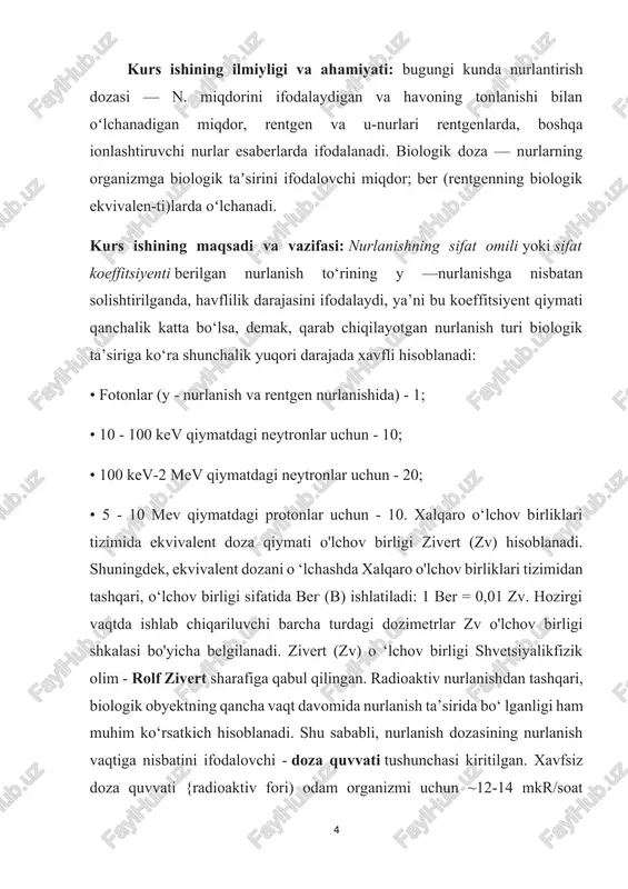 infraqizil, koʻrinadigan va ultrabinafsha nurlarning biologik taʼsiri. tirik organizm kos-mik nurlar va ion nurlari bilan ham nurlanadi. davolash maksadida tirik organizm ultrabinafsha, ultrayukrri chastotali nurlar bilan sunʼiy nurlantiriladi. yaponiya atom elektr stansiyasidagi halokat dunyoda nurlanish xavfiga doir xavotirlarni kuchaytirmoqda. ammo hidi va ta'mi yo'q, ko'rib bo'lmas narsadan qo'rqish mumkinmi? olimlarning aytishicha, inson har kuni turli xil radiatsiyaga uchraydi. masalan, rentgen yoki quyosh nurlariga. hattoki, banandan ham nurlanish mumkin ekan. yadro xavfi haqida so'z borganda odatda eski filmlardagi qo'ziqorinsimon ulkan tutun ko'z oldimizga keladi. ko'plar sovuq urush davridagi qurollanish poygasini eslab, yadroviy oxiratni xayoliga keltiradi. 66 yil avval aqsh janubi-g'arbidagi cho'lda dunyoda ilk bor sinalgan atom bombasi videotasvirga tushiriladi. so'ng amerika tomonidan tashlangan ikki atom bombasi yaponiyaning xirosima va nagasaki shaharlarini kul qilib, ikkinchi jahon urushiga yakun yasaydi. sovet ittifoqi ham yadro qurolini yaratgach, ikki davlat o'zaro ishonchsizlik va qo'rquvda yashab keladi. maktablarda havo trevogasi mashq qilinib, bolalarga parta ostiga yashirinishni …
