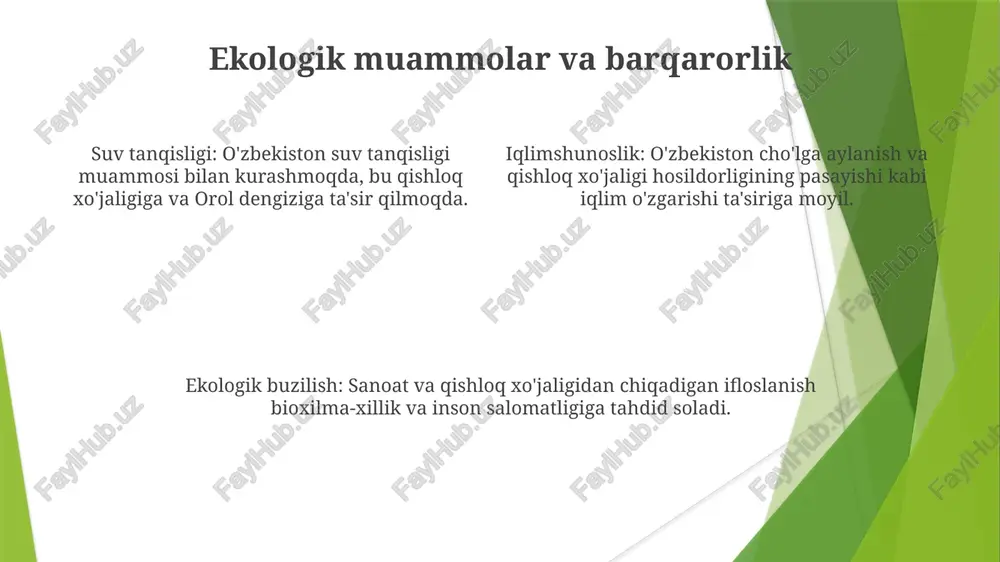 bilan kuchli munosabatlarni saqlab, mintaqaviy hamkorlik va iqtisodiy integratsiyani rivojlantiradi. madaniy meros va turizm yuneskoning jahon merosi ob'ektlari mamlakatning noyob tarixi va me'morchiligini namoyish etadi. o'zbekiston boy madaniy merosiga ega bo'lib, dunyo bo'ylab sayyohlarni o'ziga jalb qiladi. turizm o'zbekiston va global jamiyat o'rtasida iqtisodiy o'sish va madaniy almashinuvni rivojlantiradi. rivojlanish yordami va hamkorlik o'zbekiston iqtisodiy islohotlar va rivojlanishni qo'llab-quvvatlash uchun jahon banki, hmf va boshqa xalqaro tashkilotlar bilan hamkorlik qilmoqda. o'zbekiston infratuzilma, ta'lim va sog'liqni saqlash kabi sohalarga yo'naltirilgan muhim rivojlanish yordamini oladi. hukumati xorijiy investitsiyalarni jalb qilish uchun turli xil siyosatlarni amalga oshirdi, jumladan soliq imtiyozlari va soddalashtirilgan tartib-qoidalar. xalqaro sheriklar bilan hamkorlik o'zbekiston turli tashabbuslar orqali global mavjudligini oshirish va muhim sheriklar bilan diplomatik aloqalarni mustahkamlashga intiladi. o'zbekiston iqtisodiy o'sish va mintaqaviy barqarorlikni mustahkamlash maqsadida xalqaro hamkorlikni faol ravishda rivojlantiradi. mamlakat xalqaro tashkilotlar bilan hamkorlikni, masalan, qashshoqlikni kamaytirish va barqaror rivojlanish kabi umumiy muammolarni hal qilishni ustuvor deb …