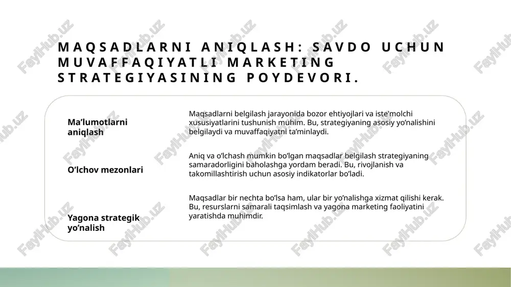 iradi. telefon va media orqali ta'sir madaniyatga moslashtirilgan reklama va kommunikatsiya usullari, urf-odatlarga mos keladigan mahsulotlarni targ'ib qilishda samarali bo‘ladi. milliy qadriyatlar va brendlarni yaratishdagi muvofiqlik 1 madaniy qadriyatlar - milliy qadriyatlar va madaniyat brend yaratishda asosiy rol o'ynaydi. ular mahsulot va xizmatlarning tan olinishi va ishonchliligini oshiradi, mijozlar bilan bog'liqlikni mustahkamlaydi. 2 an'analar bilan muvofiqlik - mahsulotlar va marketing strategiyalari milliy urf-odatlar va an'analar bilan mos kelishi lozim. bu orqali iste'molchilarning xulq-atvori va qaror qabul qilish jarayonlariga ta'sir ko'rsatiladi. 3 qadriyatlarni aks ettirish - brendlarni yaratishda milliy qadriyatlar va ramzlar, logotiplar yoki reklama elementlariga kiritilishi bilan ularning identifikatsiyasi kuchayadi. bu, o'z navbatida, brendga sodiqlikni oshiradi. 4 madaniy moslashuvchanlik - mahsulotlar va xizmatlar madaniy xususiyatlarga moslashtirilgan bo'lsa, ular iste'molchilarga yaqinroq bo'ladi. bu, ayniqsa, lokal bozor uchun muhim va raqobatda ustunlik beradi. iste'molchilarning madaniy xususiyatlarini tushunish uchun metodlar madaniy xarakteristikalar iste'molchilarning madaniy xususiyatlarini tushunish uchun, ularning urf-odatlari, qadriyatlari va an'analarini o’rganish …