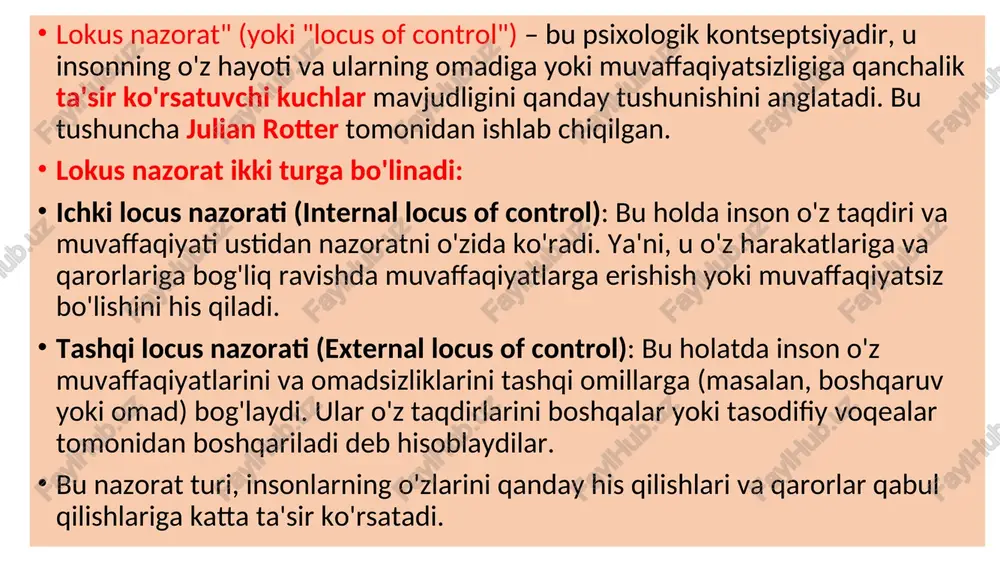 uhim hisoblanadi geshtaltpsixologiya asosidagi treninglar insonning idrokini va hissiy holatini yaxshilashga qaratilgan bo'lib, odamlarning o'z-o'zini anglashini va o'zaro munosabatlarini yaxshilashga yordam beradi. geshtaltpsixologiyaning ba'zi asosiy tamoyillari asosida o'rgatish va treninglar tashkil etish: 1. hozirgi vaqtda bo'lish (being in the now) maqsad: ishtirokchilarni hozirgi daqiqaga e'tibor qaratishga o'rgatish. treninglar: diqqatni jamlash mashqlari: ishtirokchilarni diqqatni jismoniy tuyg'ulariga yoki atrofdagi ovozlarga qaratishga undash. masalan, o'z nafas olishlarini tinglash yoki ularning atrofdagi atrof-muhitga e'tibor berishlari. mindfulness (hozirgi paytda bo'lish): mindfulness mashqlari yordamida, ishtirokchilarni hozirgi daqiqada qolishga undash. ushbu mashqlar kundalik hayotda hozirgi vaqtdagi his-tuyg'ularni, fikrlarni va tajribalarni kuzatishga yordam beradi. mindfulness (yoki "hushyorlik") – bu hozirgi daqiqaga to'liq e'tibor qaratish va xotirjamlikni saqlashni anglatadi. bu amaliyot insonning fikrlarini, his-tuyg'ularini va jismoniy holatini hozirgi paytda to'liq qabul qilishga yordam beradi. mindfulness, asosan, stressni kamaytirish, ongni kuchaytirish va odamning o'zini yaxshiroq tushunishiga yordam beradigan mashqdir. mindfulnessning asosiy xususiyatlari quyidagilar: e'tibor qaratish: hozirgi daqiqada nima bo'layotganini to'liq …