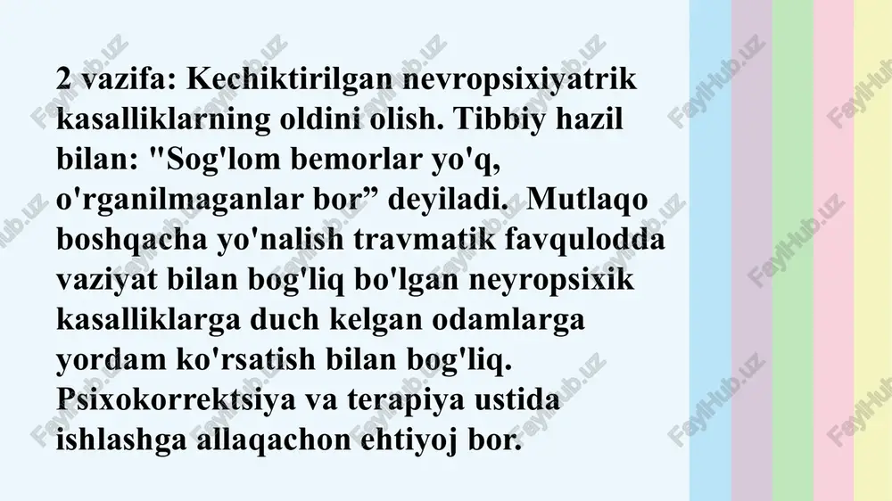 jasida og'ir jarohatni boshdan kechirgan odam, boshqalarning so'zlari va harakatlariga hech qanday munosabat bildirmasdan, shunchaki bema'ni bo'lib qolishi mumkin. bu ham tananing o'zini o'zi himoya qilishning bir turi. bunday paytda u juda tinchlanmaydi, chunki voqelikni barcha tafsilotlari bilan idrok etmaydi. bunday paytlarda azob chekayotgan odamni “qo‘zg‘atishga” urinmaslik kerak. birinchidan, bu hech qanday natija bermaydi, lekin boshqa tomondan, uni hushiga keltirish va uni, masalan, sayrga borishga majburlash uchun qilingan har qanday urinishlar kulgili ko'rinishi mumkin va o'z-o'zidan deyarli ijobiy bo'lmaydi. shuni esdan chiqarmaslik kerakki, bunday damlarda odamning ongida global miqyosdagi qayg'u bor. do'stlarning uning ko'nglini ko'tarish va ko'nglini ko'tarish istagi (hazillar, latifalar, kulgili voqealar bilan) "vabo paytidagi bayram" sifatida qabul qilinadi, ya'ni siz avtomatik ravishda birovning kayfiyatidan xursand bo'lgan dushmanlar toifasiga kirishingiz mumkin. qayg'u. hech qanday holatda xafa bo'lgan odamni o'zining zaifligi uchun ayblash va boshqa odamlarning bunday daqiqalarni qanday oson va tez boshdan kechirishlari va keyin kundalik tashvishlarga o'tishlari haqida …