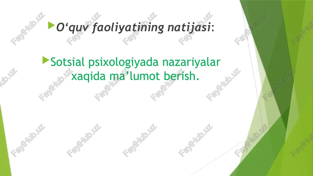 fiqlik nazariyasi muhim o’rin egallaydi. unda insonni motivatsiyalovchi omil sifatida muvofiqlikni izlashga bo’lgan ehtiyoj va uning muvozanatlashgan kognitiv tuzulmasi olib qaraladi. mazkur nazariyalarga f.xayderning muvozanatlashtirilgan tizimlar nazariyasi, t.nyukomning kommunikativ aktlar nazariyasi, festingerning kognitiv dissonanslar nazariyasi va boshqalar shular jumlasiga kiradi. ulardagi asosiy g’oya shundan iboratki, shaxs o’ziga o’xshagan shaxslar bilan muloqotga kirishar ekan, doimo munosabatlarda ruhiy mutanosiblik, tenglik bo`lishiga, shu tufayli ziddiyatlardan chiqishiga harakat qiladi. maqsad - turli ijtimoiy sharoitlarda shaxs xulq-atvorining psixologik sabablarini tushuntirish va ziddiyatlarning oldini olish yo’l-yuriqlarini ishlab chiqishdan iborat. g.andreyeva fikricha, kognitivizm ijtimoiy ong psixologiyasi kabi insonning ijtimoiy hodisalarni anglash muammosini tadqiq etuvchi yo’nalishning kelib chiqishiga turtki bo’ldi. 4-o‘quv topshiriq 3x4 oranayzerini to‘ldiring mavzuning asosiy mazmunini ochib berishga yordam beradi va “3x4” texnologiyasi orqali talabalarni mavzu yuzasidan tushuncha, tasavvurlari aniqlanadi. interaktsionizm bu…………. interaksionizm kelib chiqishi bo’yicha – sotsiologik nazariya bo’lib, gerbart midning simvolik (belgili) interaksionizmiga asoslangan. g.mid insonlarning ijtimoiy faoliyat va muloqot jarayonidagi o’zaro hamkorligini tadqiq …