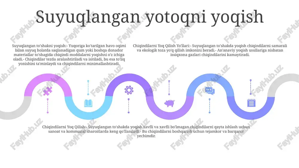 q muddatli saqlash uchun ishlab chiqarilgan chiqindixonalarga tashlash.- kuchli issiqxona gazi bo'lgan metan hosil bo'lishiga va oqava suv bilan ifloslanishiga olib kelishi mumkin. birgalikda yoqish birgalikda yoqish: chiqindilarni yoqish jarayoni, bu erda chiqindilar energiya ishlab chiqarish uchun ko'mir yoki tabiiy gaz kabi boshqa materiallar bilan yondiriladi. chiqindilarni yoq qilish yo'llari: atrof-muhitdagi xavfli chiqindilarni yuqori harorat ta'sirida olib tashlaydi, buning natijasida ularni kimyoviy jihatdan kamroq zararli moddalarga aylantiradi. birgalikda yoqish afzalliklari: energiyani qayta tiklash, chiqindilar hajmini kamaytirish, issiqxona gazlarini kamaytirish salohiyati va chiqindilarni an'anaviy yoqish bilan solishtirganda zararli chiqindilarni kamaytirish. chiqindidan energiyaga chiqindilarni energiyaga aylantirish: chiqindilarni energiyaga aylantirish qayta ishlanmaydigan chiqindilarni elektr yoki issiqlik energiyasiga aylantiring, ularni poligonlardan yo'naltiring va issiqxona gazlari chiqindilarini kamaytiring. anaerob hazm qilish: organik chiqindilarni parchalash, kislorod yo'qligida organik chiqindilarni qayta ishlash, transport vositalari yoki energiya ishlab chiqarish uchun yoqilg'i sifatida ishlatilishi mumkin bo'lgan biogaz (metan) ishlab chiqarish. chiqindilarni issiqlik bilan qayta ishlash: yoqish va gazlashtirish elektr …