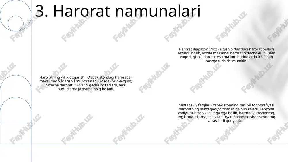 ikka tayanadi va iqlim o‘zgarishi suv tanqisligini yanada kuchaytirishi kutilmoqda. muzlik erigan suvlarining prognoz qilinadigan qisqarishi va yog'ingarchilik shakllarining o'zgarishi sug'orish uchun suv mavjudligini kamaytirishi mumkin. 3. zararkunandalar va kasalliklarning tarqalishi: haroratning ko'tarilishi va yog'ingarchilikning o'zgarishi ekinlar va chorva mollariga zarar etkazuvchi zararkunandalar va kasalliklarning tarqalishiga yordam beradi. iqlim o‘zgarishi qishloq xo‘jaligi ishlab chiqarishiga yangi tahdidlar keltirib, zararkunandalar va kasalliklarning geografik doirasini ham kengaytirmoqda. 9. qishloq xo'jaligiga ta'siri suv tanqisligi: iqlim o'zgarishi o'zbekistonda suv tanqisligini kuchaytiradi, tog'larda qor to'plamini kamaytiradi va yog'ingarchilik tartibini o'zgartiradi, bu esa daryolar va suv omborlarida suv oqimining kamayishiga olib keladi. suvning ifloslanishining kuchayishi: iqlim o'zgarishi kuchli yog'ingarchilik hodisalarini kuchaytiradi, ular tozalanmagan oqava suvlarni va qishloq xo'jaligi oqimlarini yuvadi, suv manbalarini ifloslantiruvchi moddalar va bakteriyalar bilan ifloslantiradi. suv infratuzilmasiga etkazilgan zarar: suv toshqinlari va qurg'oqchilik kabi ekstremal ob-havo hodisalari, suv infratuzilmasiga, jumladan, to'g'onlarga, sug'orish tizimlariga va quvurlarga zarar etkazadi, suv ta'minoti va taqsimotini buzadi. 10. suv …