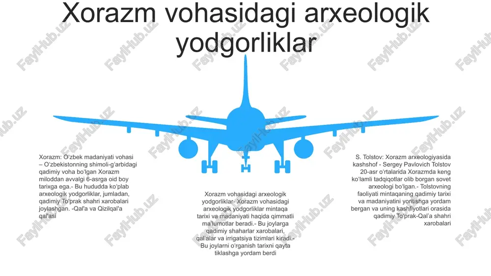 movchiliklar: xorazm vohasidagi arxeologik yodgorliklarning sopol materiallar tahlili asosida dastlabki dalilash noto‘g‘ri ekanligi isbotlangan 3. saytni saqlash: qazilgan maydonlarni saqlab qolish va ularni atrof-muhitga zarar etkazishdan himoya qilish katta muammo tug'dirdi. sug'orish kanallaridan keng foydalanish va qattiq cho'l iqlimi arxeologik qoldiqlarni uzoq muddatli saqlashni ta'minlash uchun ehtiyotkorlik bilan tabiatni muhofaza qilish harakatlarini talab qildi. oxirgi ishlanmalar va tadqiqotning kelajakdagi istiqbollari tarixiy bitiklar va qo‘lyozmalar: tolstovning bitik va qo‘lyozmalarni sinchkovlik bilan hujjatlashtirib, tahlil etishi qadimgi xorazmning siyosiy, ijtimoiy va iqtisodiy tizimiga oid qimmatli fikrlarni ochib berdi, mintaqa tarixi haqidagi tasavvurlarimizni kengaytirdi. xalqaro hamkorlik: tolstovning tadqiqotlari butun dunyodan olimlarni jalb qildi, xalqaro hamkorlikni rivojlantirdi va markaziy osiyo arxeologiyasi sohasini rivojlantirdi. uning merosi bizning qadimiy o'tmish haqidagi bilimlarimizni kengaytirib, davom etayotgan tadqiqotlar va hamkorlikka ilhom berishda davom etmoqda. arxeologik kashfiyotlar: qazishmalar natijasida ta’sirchan qadimiy shaharlar, saroylar, qal’alar va diniy inshootlar topilib, tolstov boshchiligidagi xorazmning boy madaniy merosiga oydinlik kiritildi. s. tolstov ijodining merosi …