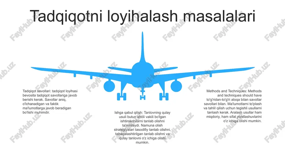 o'g'ri natijalar berishi kerak. axloqiy mulohazalar tadqiqot usulini tanlash: - tegishli usullarni tanlash tadqiqot maqsadlari, ma'lumotlar talablari va axloqiy oqibatlarga bog'liq. tadqiqot usullarini qo'llash: - tadqiqotchilar topilmalarning aniqligi, shaffofligi va takrorlanishini ta'minlab, belgilangan protokollar va standartlarga rioya qilishlari kerak. axloqiy mulohazalar: - tadqiqotchilar ishtirokchilar xavfsizligini va xabardor roziligini ta'minlab, axloqiy tamoyillarni qo'llab-quvvatlashlari kerak. ma'lumotlarni boshqarish va xavfsizlik ma'lumotlarni boshqarish: butun hayot davomida ma'lumotlar sifati, foydalanish imkoniyati va xavfsizligini ta'minlaydi. ma'lumotlarni to'plash, saqlash, tashkil etish va texnik xizmat ko'rsatishni o'z ichiga oladi, ma'lumotlar yaxlitligi va foydalanish qulayligini ta'minlaydi. tadqiqot usulini tanlash: muayyan tadqiqot savoli uchun eng mos tadqiqot usulini tanlashni o'z ichiga oladi. tadqiqot maqsadlari, ma'lumotlarning mavjudligi, axloqiy oqibatlar va cheklovlar kabi omillarni ko'rib chiqadi. tadqiqot usulini qo'llash: tanlangan tadqiqot usulini tizimli va qat'iy amalga oshirishni talab qiladi. ma'lumotlarni yig'ish, tahlil qilish, sharhlash va hisobot berish, axloqiy me'yorlarga rioya qilish va tadqiqot natijalarining haqiqiyligi va ishonchliligini ta'minlashni o'z ichiga oladi. 06 …