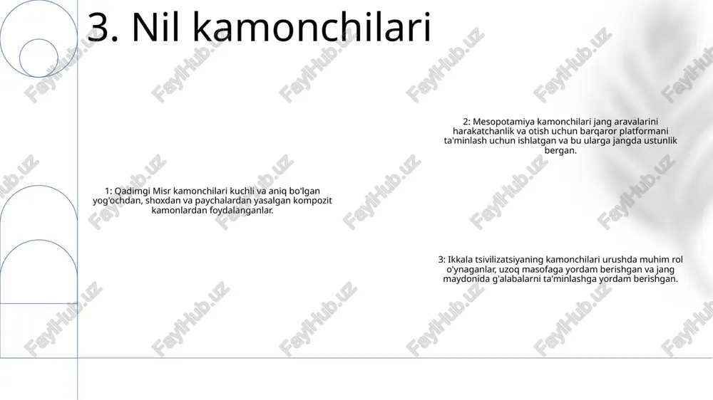 izatsiyalarning harbiy texnikasi va taktikasi haqida toʻliq maʼlumot beradi. 9. yaqin sharqning tog'lari 1. qadimgi qamal urushi: tarixiy ma'lumot qamal urushi tarixi ming yillarga borib taqaladi, misrliklar, mesopotamiyaliklar va ossuriyaliklar kabi qadimiy tsivilizatsiyalar qator innovatsion va halokatli qamal qurollarini ishlab chiqishgan. 2. qadimgi misrdagi qamal dvigatellari qadimgi misrliklar qochqinlar, qamal minoralari va zinapoyalar kabi qamal dvigatellaridan foydalanishlari bilan mashhur edilar. qo'chqor dushman istehkomlarini buzish uchun ishlatiladigan ayniqsa samarali qurol edi. 3. mesopotamiya qamal yangiliklari mesopotamiyaliklar ham qamal urushida sezilarli yutuqlarga erishdilar. ular g'ildirakli qamal minorasini ishlab chiqdilar, bu esa hujumchilarga dushman devorlarining tepasiga etib borishga imkon berdi. shuningdek, ular dushmanga qarshi snaryadlarni otish uchun turli katapultlar va ballistalardan foydalanganlar. 10. qadimgi dunyoning qamal qurollari e'tiboringiz uchun rahmat @taqdimot_robot image1.png /docprops/thumbnail.jpeg