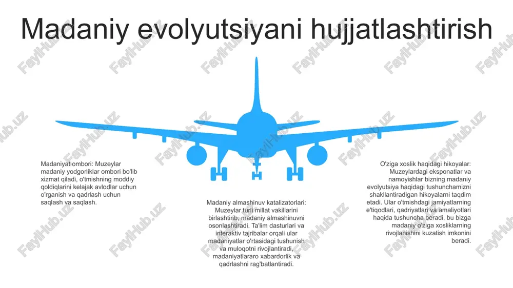 sh etish orqali muzeylar o'tmish haqida qimmatli tushunchalar beradi, bu esa odamlarga insoniy tajribalarning xilma-xilligini qadrlash imkonini beradi. madaniy sezgirlikni rag'batlantiradi: muzeylar tashrif buyuruvchilarga turli madaniyatlar bilan bevosita aloqada bo'lish, hamdardlik va hurmatni rivojlantirish imkonini beruvchi ajoyib tajribalarni taklif qiladi. jamiyatlar oʻrtasida koʻprik quradi: muzeylar neytral maydon boʻlib xizmat qiladi, bu yerda turli millatga mansub odamlar turli madaniyatlarni oʻrganish va nishonlash, birdamlik va tushunishni targʻib qilish uchun yigʻilishlari mumkin. milliy o'zlikni tarbiyalash 2: madaniy merosni asrab-avaylash muzeylar madaniy yodgorliklarni himoya qiladi, ularning kelajak avlodlar uchun saqlanishini ta'minlaydi. bu osori-atiqalar xalq tarixi, urf-odatlari va urf-odatlarining xilma-xil qirralarini ifodalab, davomiylik va daxldorlik tuyg‘usiga hissa qo‘shadi. 3: tarixiy xabardorlikni oshirish muzeylar tarixiy voqealar, shaxslar va istiqbollarni namoyish etish orqali ta’lim imkoniyatlarini taqdim etadi. interaktiv eksponatlar va ekskursiyalarni taklif qilish orqali ular xalqning o'tmishini chuqurroq tushunishga yordam beradi, tarixiy savodxonlik va xabardorlikni rivojlantiradi. 1: milliy o'zlikni rivojlantirish muzeylar odamlarni o'tmishi va umumiy merosi bilan …