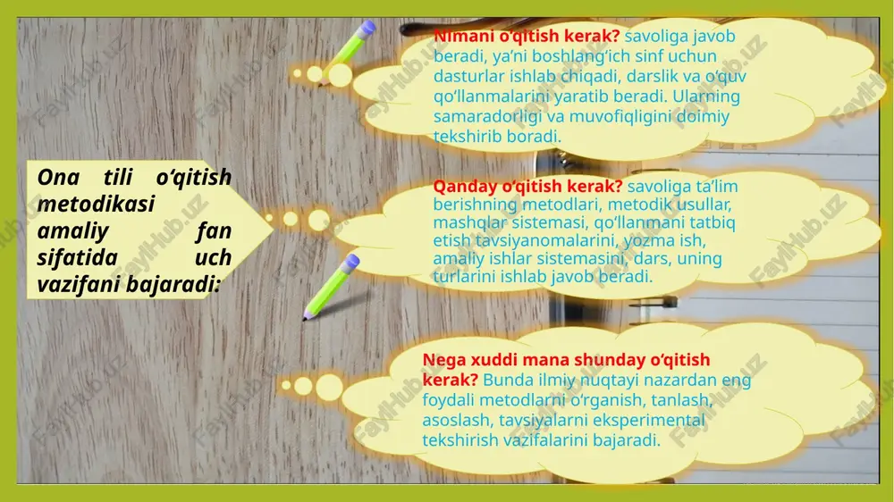ikning dastlabki yillaridayoq ona tili o‘qitishga katta ahamiyat berila boshladi. bunda 1989-yil 21-oktabrda «o‘zbek tiliga davlat maqomi berilishi» alohida ta’lim sohasidagi bu o’zgarishlar ona tili o‘qitish metodikasida ham bir qator imkoniyatlarni yuzaga keltirdi. bu yangiliklardan ko‘plari ommaviy maktablarda amalga oshirilmoqda, ba’zilari hozirgacha sinovdan o‘tkazilmoqda. bola o‘qish ko‘nikmalarini egallash bilan, birinchi navbatda o‘z ona tilini o‘rganishi zarur. chunki ona tili bilimdonlikning, aql -idrokning kalitidir. ona tili boshqa fanlarni vositasi hamdir, jamiyat tarixi ham, tabiiy fanlar ham ona tili yordamida o‘rganiladi, demak , ona tili bolaning umumiy kamol topishida ham, bilim va mehnatga havasini uyg‘otishda ham alohida rol o‘ynaydi. til muhim tarbiya vositasidir. badiiy adabiyotlarni, gazeta, jurnallarni o‘qigan bola o‘zida eng yaxshi xislatlarni tarbiyalab boradi. muomala madaniyatini egallaydi ona tili boshlang‘ich sinfda asosiy o‘rinni egallar ekan, har bir o‘quvchida ona tiliga qiziqish va muhabbatni tarbiyalash zarur. boshlang‘ich sinflarda ona tili mashg‘ulotlari turi va mazmuni quyidagilarni o‘z ichiga oladi: 1.o‘qish, yozuv, grammatik materialni …
