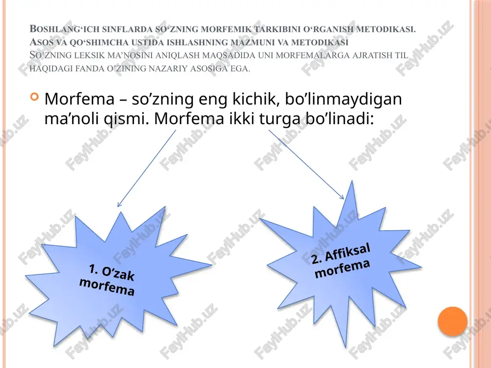 ’lanishni aniqlash ko’nikmasini rivojlantiradi. masalan, o’quvchilar gul, gulzor, gulli (ko’ylak), gulladi so’zlarini taqqoslaydilar, bu to’rt so’z ma’nosiga ko’ra o’xshashligini va bir xil umumiy qismga ega ekanini, shuning uchun bularni bitta o’zakdosh so’zlar guruhiga kiritish mumkinligini aniqlaydilar. o’quvchilarda bir xil o’zakli so’zlarni ikki muhim belgisiga ko’ra aniqlash ko’nikmasini o’stirish uchun o’zakdosh so’zlar yaqin ma’noli – sinonim so’zlar bilan, shakli o’xshash bo’lgan so’zlar bilan taqqoslanadi. masalan, o’quvchilar baxtli – baxtsiz o’zakdosh so’zlari bilan baxtli – saodatli sinonim so’zlarini taqqoslab, o’zakdosh so’zlar ham, sinonim so’zlar ham yaqin ma’no bildirishini (o’xshash tomonini), o’zakdosh so’zlarda umumiy qism (baxt) mavjud bo’lib, sinonim so’zlarda bunday umumiy qism yo’qligini (farqli tomonini) aniqlaydilar, ular bog’ – bog’bon o’zakdosh so’zlari bilan suv – suva so’zlarini taqqoslab, quyidagi xulosaga keladilar: bog’ – bog’bon o’zakdosh so’zlar hisoblanadi, chunki bular yaqin ma’noli va umumiy qismi bor; suv – suva so’zlari shakli tomonidangina o’xshaydi, ammo butunlay boshqa ma’noni bildiradi. bunday mashqlar o’quvchilarni o’zakdosh so’zlarni …