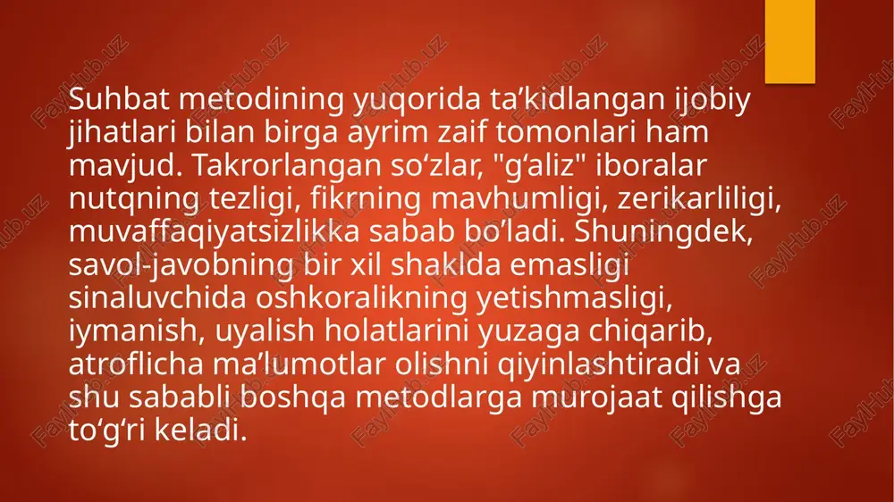 fatida mijozni yaxshi bilib olishi lozim. mana shu holatlar uchun ham mijoz bilan amaliy ishlar olib borish jarayonida psixolog- maslahatchiga mijoz shaxsini umumiy psixologik diagnostika qilishga yordam beradigan qo‘shimcha maslahatlarni berib o‘tamiz. mijozning shaxsi va uning psixologik holati to‘g‘risida quyidagi belgilari bo‘yicha fikr yuritish mumkin: qo’lni belga qo‘yib turish qat’iy irodali odamga xos xislat; stulda o’tirganda gavdasi bilan oldinga egilib o'tirish, bu odamning suhbatlashish yakunlanishi bilan darhol harakatga tayyor ekanligini bildiradi; oyoqlarini bir-biri ustiga qo‘yib chalkashtirib va ularni qo’llari bilan ushlab o‘tirgan odam ko’pincha tez reaksiyaga ega bo’ladi va tortishuvda uni ishontirish qiyin. kaftlarini bir-biri bilan birlashtirib o‘tirish mana shu paytda bu inson, salbiy, yomon fikr va hissiyotlarda ekanligini anglatadi. kiyimidan muhim bo’lmagan kichik iplar, tuklarni terib o‘tirish unga aytilayotgan gaplardan to’la qoniqmayotganligini ifoda etadi. tinglash paytida boshini yoniga egib o‘tirish suhbat bu insonda qiziqish uyg‘otganligini bildiradi. agarda boshini oldinga egilib o‘tirgan bo’lsa bu ko’pincha eshitilayotgan gapiga salbiy munosabatini belgisi …