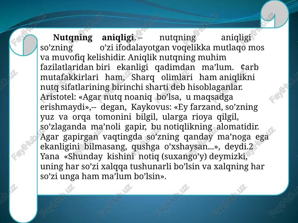 qiyin bo’lgan bo’lsa kerak. abdulla qodiriy, oybek qo’lda yozgan, bir sidra oson yozilgan yaxshi asar yo’q, har qanday zako va etuklik ham tahriru ter to’kishni taqozo etadi». ko’rinadiki, yozuvchilar so’z va so’z birikmalarining birini boshqasi bilan almashtirganda, normaga mosligini emas, maqsadga qay darajada muvofiq kelishini ko’zda tutadilar. nutq faoliyatida muallif o’z oldiga qo’ygan maqsadni eng aniq, eng to’g’ri, eng yaxshi, eng ta’sirli, eng tushunarli qilib ifodalaydigan so’zlarni, so’z birikmalarni, gaplarni, topishga, tanlashga intiladi. bu vositalarni yaxlit qilib, «maqsadga muvofiqlik» deb belgilash mumkin. so’zlovchining u yoki bu so’zning, u yoki bu sintaktik qurilma matnining maqsadga muvofiq tuzilganini sezishi, shunga muvofiq ish olib borishi lozim. norma va maqsadga muvofiqlikning birgalikdagi harakati nutq madaniyatini mukammallashtirishdir. /docprops/thumbnail.jpeg