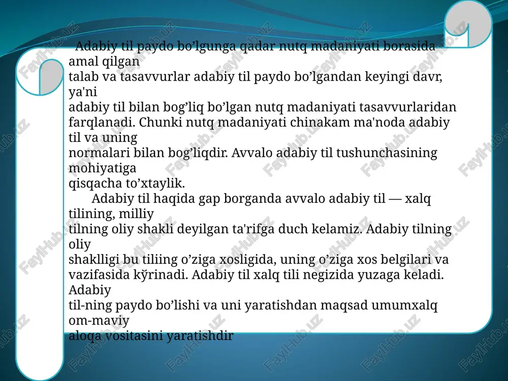 z ayniqsa, muhim o’rin tutadi. sahna nutqi nutqnnng yuqorida qayd qilingan ko’rinishlaridan dialogik xarakterga egaligi bilan ham farqlanadi. nutqiy turlarni ba'zan ijtimoiy tabaqalar va guruhlar tili nuqtai nazaridan nomlash ham uchraydi. chunonchi: o’qituvchilar nutqi, o’quvchilar nutqi, yosh-talabalar nutqi, bola nutqi (bog’cha bolalari nutqi) kabi. nutqning yuqorida keltirilgan xillari ham nutq madaniyatining asosiy talablariga bo’ysunadi. chunki ularning til asoslari ham adabiy til normalaridir. inson nutqi ikkiga bo‘linadi: 1. og‘zaki; 2. yozma. yozma nutq adabiy til normalariga va dramaturgiyaga bo‘ysunadi. og‘zaki nutq yozma nutqqa tayanadi va til orqali ifodasini topadi. bundan tashqari nutq so‘zlashuv vositasi bo‘lib, davlat va jamiyatning barcha sohalariga xizmat qiladi. nutq ta’lim tizimi, san’at, madaniyat tarmoqlarining turli yo‘nalishlariga ega. og‘zaki nutqning shakllari: monolog (bir kishining so‘zlashi), dialog (ikki kishi o‘rtasidagi muloqot), polilog (ko‘p kishilar o‘rtasidagi muloqot). yozma nutqning uslublari: so‘zlashuv, badiiy, ilmiy, publististik, rasmiy-idoraviy. yetuk inson bo‘lish uchun albatta, notiqlik san’atini egallash shart qilib qo‘yiladi. ana shu ehtiyoj tufayli …