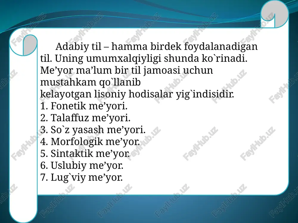 n: sina > sinov, so‘ra > so‘roq, tara > taroq, sayra > sayroqi kabi.41 - i unlisi bilan tugagan fe’llarga qo‘shilgan - v, - q qo‘shimchalari i unlisini u ga aylantiradi. masalan: sovi > sovuq, to‘qi > to‘quvchi, o‘qi > o‘quv. lekin og‘riq, iliq, qaviq so‘zlarining o‘zagidagi i o‘zgarmaydi. - illa qo‘shimchasi orqali taqlidiy so‘zlardan fe’l yasalganda (taqilla, chirilla kabi) asos so‘z tarkibida v yoki y tovushi bo‘lsa, bu qo‘shimcha -ulla tarzida aytiladi va shunday yoziladi: gurulla, shovulla, lovulla kabi. unli tovushlar bilan tugagan parvo, avzo, obro‘, mavzu, mavqe kabi fors-arab tillaridan o‘zlashgan so‘zlarga egalik qo‘shimchalari qo‘shilganda quyidagicha yoziladi: a) i va ii shaxs qo‘shimchalari qo‘shilganda ushbu so‘zlardan so‘ng y tovushi qo‘shib aytiladi va shunday yoziladi: parvoyim, avzoying, obro‘yingiz, mavzuyim, mavqeying kabi; b) iii shaxs egalik qo‘shimchasi parvo, obro‘, avzo, mavqe so‘zlariga -yi shaklida qo‘shiladi, mavzu, orzu so‘zlariga -si shaklida qo‘shiladi: avzoyi, obro‘yi, mavzusi, orzusi kabi. o‘zak va qo‘shimchadagi undoshning …