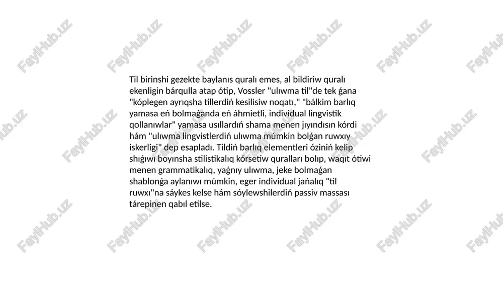 kem, "jazıwshınıń lingvistikalıq ortalıǵınan" talqılawǵa shekem, ádebiyat hám sociallıq tariyx penen baylanıslı boladı. alınǵan talqılawdıń durıslıǵı onıń avtor tilindegi basqa stilistikalıq faktlerdi túsindiriwde qollanılıwı menen tekseriledi. spicer óz usılın basqa mektepler lingvistleri menen, máselen, k. bruno menen polemikada qorǵap, ádebiy tekstler tiline qatnasıwdıń ápiwayı, "ilimiy" xarakterin kórsetti, bunda izertlewshiler túrli avtorlardıń shıǵarmalarınan belgili stilistikalıq qubılıslardı jazıw hám olardıń uqsasları. semantikalıq-tariyxıy hám etimologiyalıq rawajlanıwı usı izertlew baǵdarında spicer evropa civilizaciyası menen baylanıslı bolǵan bir qatar sózlerdiń kelip shıǵıwı hám semantikalıq rawajlanıwın "dáwirdiń mádeniy ortalıǵın kórsetetuǵın hár qanday barometrden de anıǵıraq" baqlaydı. tap vossler ásirdiń basında islegenindey, 1940-50-jıllarda shpicer ekzistensializmge jaqın poziciyadan turıp, gumanitar pánlerdi qorǵaw, antimentalizm hám mexanizmge qarsı, yaǵnıy l.blumfild hám táriyiplewshiler tárepinen bildirilgen ideyalarǵa qarsı bir qatar maqalalar basıp shıǵardı. sonday-aq, ol birinshilerden bolıp til biliminde hám keńirek aytqanda, gumanitar pánlerde dálillew usılları haqqındaǵı áhmietli metodologiyalıq. jirmunskiy v. m., muqaddima, kitobda: adabiy shakl muammolari, l., 1928; olshki l., yangi …