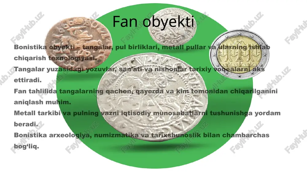 aks ettiradi. o‘rta asr tangalarining tarixiy ahamiyati o‘rta asr tangalari iqtisodiy, siyosiy va madaniy tarixni o‘rganish uchun muhim manba hisoblanadi. ular davlat tizimi, hukmdor hokimiyati va savdo aloqalarini aks ettiradi. tangalar arxeologik tadqiqotlarda tarixiy davrlarni aniqlash imkonini beradi. ushbu tangalar orqali o‘rta asr jamiyatining iqtisodiy barqarorligi va madaniy merosi tahlil qilinadi. bonistika tadqiqotlari tarixiy haqiqatni tiklashda asosiy vosita bo‘ladi. tangalarni ishlab chiqarish texnologiyasi qadimgi va o‘rta asr tangalari turli metallardan ishlab chiqarilgan. bronza, mis, kumush va oltin eng ko‘p ishlatilgan metallardir. tangalarni zarb qilish, qolipga quyish yoki qazib chiqarish usullari mavjud bo‘lgan. zarb texnologiyasi orqali nishonlar, yozuvlar va hukmdor portretlari yuzaga chiqarilgan. ishlab chiqarish jarayoni tanganing sifatini va qiymatini belgilagan. tangalar metall tarkibi va iqtisodiy ahamiyati tangalar metall tarkibi orqali qiymat va iqtisodiy barqarorlikni aks ettirgan. bronza va mis past qiymatli kundalik tangalar uchun ishlatilgan. kumush va oltin esa yuqori qiymatli, savdo va zaxira tangalarida qo‘llangan. metall tarkibi shuningdek, savdo …