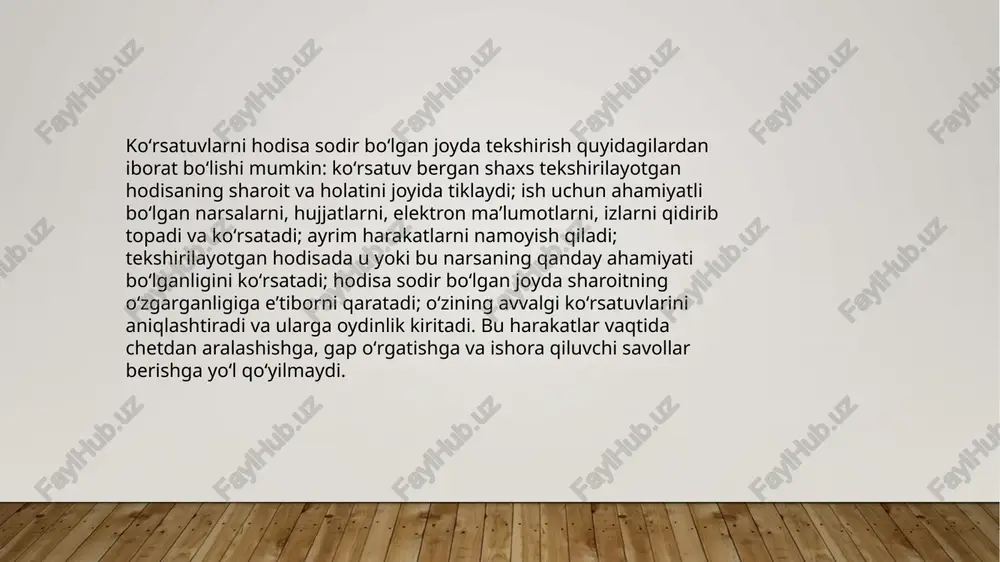 koʻrsatuvlarni hodisa sodir boʻlgan joyda tekshirish - Page 4