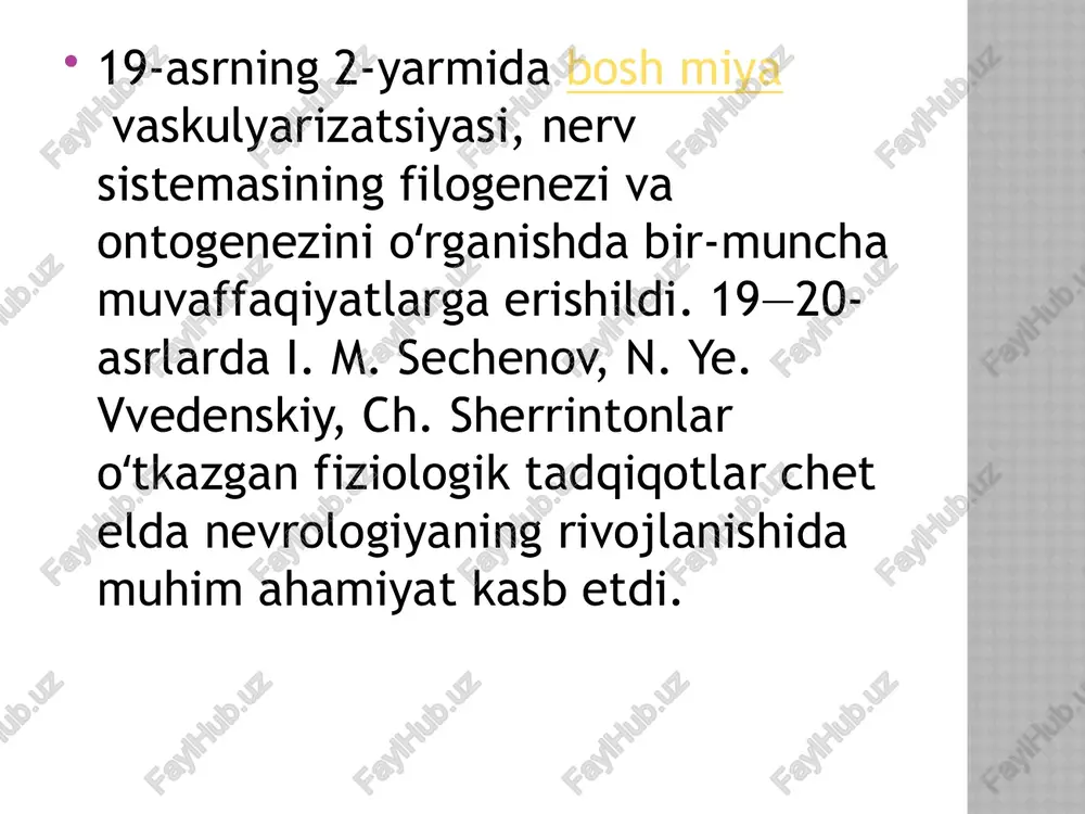 lar tonusini boshqarishning rivojlanishi. yurak va qon-tomir tizimiga salbiy ta’sir etuvchi tashqi muhit omillari. yurak va qon-tomir tizimi gigienasi va uning kasalliklarini oldini olish. tizimni chiniqtirish mashqlari. fiziologiya -biologiyaning 1tarmog’i bo’lib, organlar,organlar sistemasi va funktsiyalarini xamda hayot jarayonlarini o’rganadi. yosh fiziologiyasi fani – odam anatomiyasi va fiziologiyasi fanining 1tarmog’i bo’lib, yosh organizmning katta odam organizmdan tubdan farq qilinishi ko’rsatiladi. demak bola organizmi faqat katta odamning holini emas, balki xanomi, fiziologik xususiyatlari va tashqi muhidga moslanishi bilan farq qiladi. yosh fizilolgiyasi fani-turli yoshdagi bolalar va o’smirlarning organizmida kechadigan o’sish va rivojlanish jarayonlarni, organlarini,to’qimalari va mizimlarini o’ziga xos yosh xususiyatlarini o’rganadi. yosh fiziologiyasi o’rganadigan asosiy obekt bolalardir. gigiena-odamni o’gab turgan tashqi muhidni sog’lomlashtirish yo’llarini o’rganadi. organizm o’sish va rivojlanishda barcha etaplarni bolani: o’smirlik, o’spirinlik, yosjlik, yetuklik davrini bosib o’tadi. odam xayotning har bir davrida shu davrning xarakterli xususiyatlari oldingi davrning qoldiqlari kelgusi davrning kurtaklari paydo bo’ladi. o’sish- organizmning miqdori korsatkichi hisoblansa, rivojlanish …