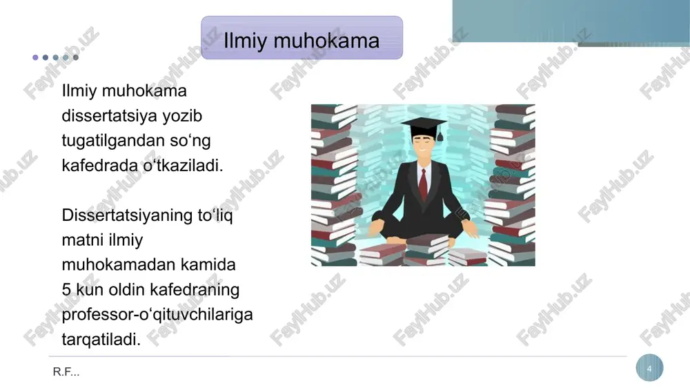 klashadi. mana shu nuqtai nazardan qaraganda, matbuotda bosilayotgan hamma taqrizlar ham bu xususiyatlarni oʻzida jamlamaganligi koʻrinadi. bu esa adabiy tanqid va adabiyot rivojiga maʼlum darajada taʼsir koʻrsatishini unutmasligimiz lozim. adabiy tanqidning bosh vazifasi esa adabiyotni yuksaklikka koʻtarishga koʻmaklashishdan iborat. taqriz r.f... 17 r.f...2 shuni unutmaslik zarurki, asarga birinchi boʻlib baho berish, uning yozuvchi ijodi va adabiy jarayondagi oʻrnini koʻrsatish; baholashdagi tezkorlik va hozirjavoblik; tashviqiy mohiyatga ega ekanligi; kitobxonga yangi asar haqida maʼlumot berib, uning estetik tasavvurini boyitish hamda oʻsha asarni oʻqishga daʼvat qilish jihatidan adabiy tanqidda taqriz ayricha oʻrin kasb etadi. taqrizda asarning qisqa tahlili orqali uning mohiyati hamda badiiyatiga berilgan baho asosiydir. taqriz r.f... 18 r.f...2 muhammad al-xorazmiy nomidagi toshkent axborot texnologiyalari universiteti “ o‘zbek va rus tillari kafedrasi ” dotsenti m.h.ahmedova katta o‘qituvchisi k.a.gayubova va n.d.yulanovalar tomonidan tayyorlangan “akademik yozuv” o‘quv qo‘llanmasiga t a q r i z qo‘llanma respublikamizdagi texnik oliygohlarning talabalari uchun mo‘ljallangan bo‘lib, oliy va …
