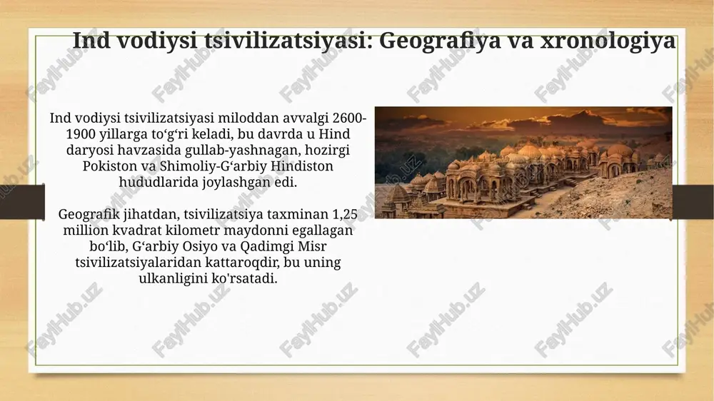 mahajanapadas) shakllanishiga olib keldi, bu hududiy siyosatning rivojlanishini belgiladi. din sohasidagi islohotlar: jainizm va buddizm jainizmning ahimsaga (zo'ravonlik qilmaslik) qat'iy rioya qilishi, qishloq xo'jaligi kabi kasblarda qiyinchilik tug'dirar edi, chunki hosilni himoya qilish uchun hasharotlarni o'ldirish kerak edi. buddizm brahminlarning qurbonlik marosimlaridagi zo'ravonlikka qarshi edi va kastaga asoslangan ijtimoiy tuzilmalarga qarshi chiqdi, bu esa ko'pchilik uchun tenglikni targ'ib qildi. mauriya imperiyasi va uning ahamiyati mauriyalar imperiyasi miloddan avvalgi 322-185 yillarda hindiston yarim orolining katta qismini birlashtirib, siyosiy birlikka asos soldi. ashoka hukmronligi davrida (miloddan avvalgi 268-232 yillar) buddizm davlat dini sifatida qabul qilinib, ijtimoiy adolat va tinchlik tamoyillari targ'ib qilindi. e'tiboringiz uchun rahmat image8.jpg image9.jpg image10.jpg image11.jpg image12.jpg image13.jpg image14.jpg image15.jpg image16.jpg image17.jpg image18.jpg image19.jpg image20.jpg image21.jpg image22.jpg image23.jpg image24.jpg image3.png image4.png