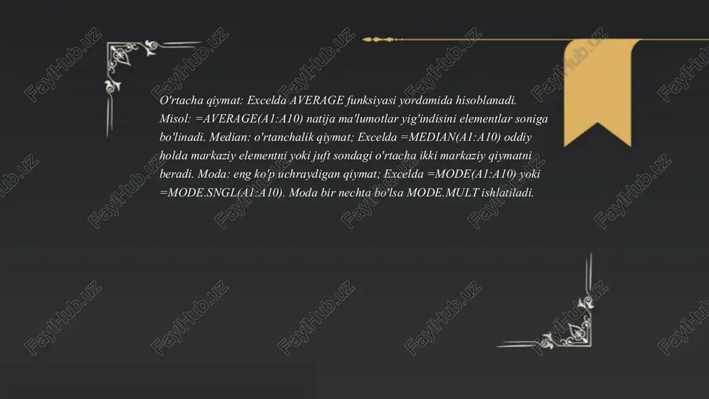 excelda ma'lumotni statistik qayta ishlash va ularning diagrammasini qurish - Page 4
