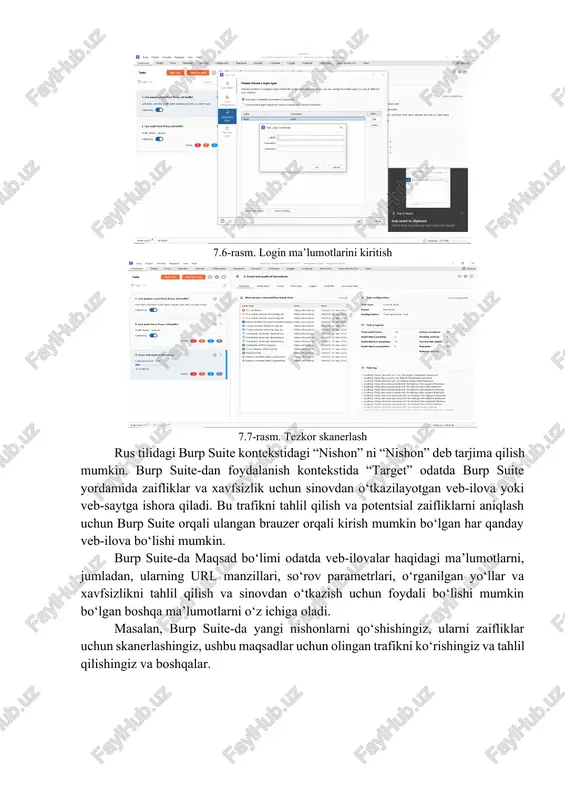identifikatori takrorlovchi— individual http so‘rovlarini qo‘lda manipulyatsiya qilish va qayta chiqarish hamda ilova javoblarini tahlil qilish uchun yordamchi dastur. repeater-ga boshqa burp suite yordam dasturidan so‘rov yuborishingiz mumkin. takrorlash yorlig‘iga o‘tganimiz uchun proksi-server yorlig‘idan oxirgi so‘rovni olib, takrorlashni yuboramiz: 7.16-rasm. “repeater” ga yuborish 7.17-rasm. repeater oynasi 7.18-rasm. javoblar oynasi buzg‘unchi -ochiq veb-kataloglardan tortib sql in’ektsiyasigacha bo‘lgan har xil turdagi avtomatlashtirilgan hujumlarni amalga oshiradi.shunday qilib, oldingi so‘rovni qabul qilamiz va uni tajovuzkorga yuboramiz. 7.18-rasm. xujumchiga yuborish keling, /talaba/kurslarim/shou/§14742§ bu §§ belgilari dasturga uni almashtirish uchun so‘rovning ushbu qismini tanlaganimizni bildiradi. 7.19-rasm. nishon olish shunday qilib, foydali yuklarga, ya'ni foydali yukga o‘tdik, shuning uchun 7.19-rasmga qarang, buzg‘unchi ishlashi uchun oddiy ro‘yxatni to‘ldirishimiz kerak, allaqachon tushunganimizdek, element identifikatorimiz 14000 dan boshlanadi, qisqasi, 10000 varaq kerak 20000 gacha, 7.20-rasmda ko‘rishimiz mumkin 7.20-rasm. oddiy ro‘yxat ko‘rib turganimizdek, men 10000 dan 20000 gacha raqamlarni qo‘shganman, bu /talaba/kurslarim/shou/§14742§ o‘rnini bosadigan identifikator deb ayta olasiz. 7.21-rasm. intruder dasturini …