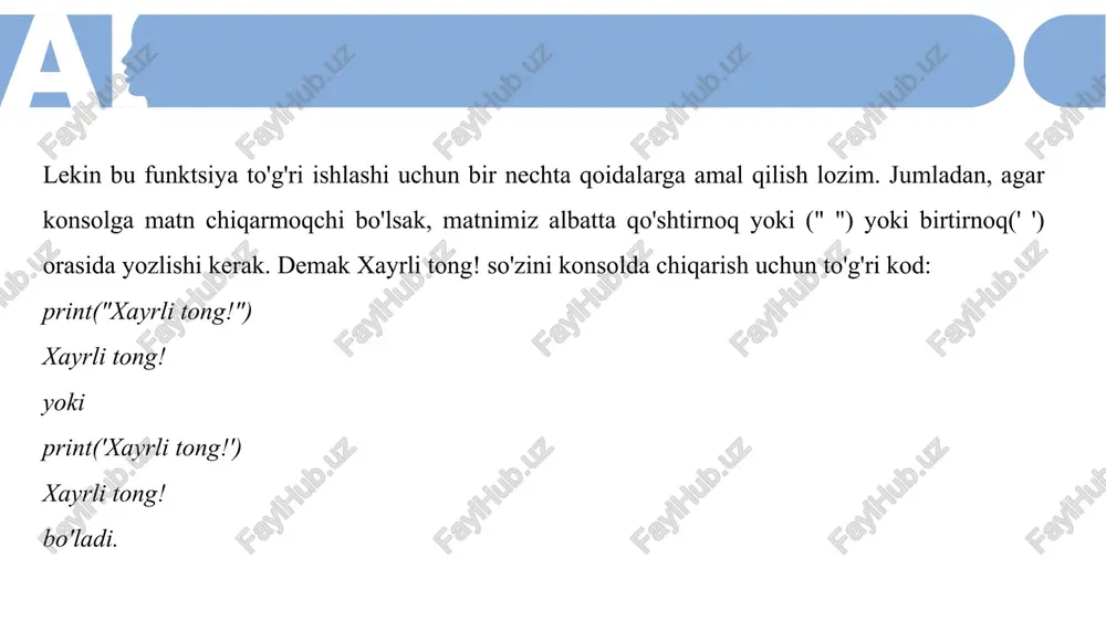 python dasturlash tilida kiritish chiqarish operatorlari - Page 4