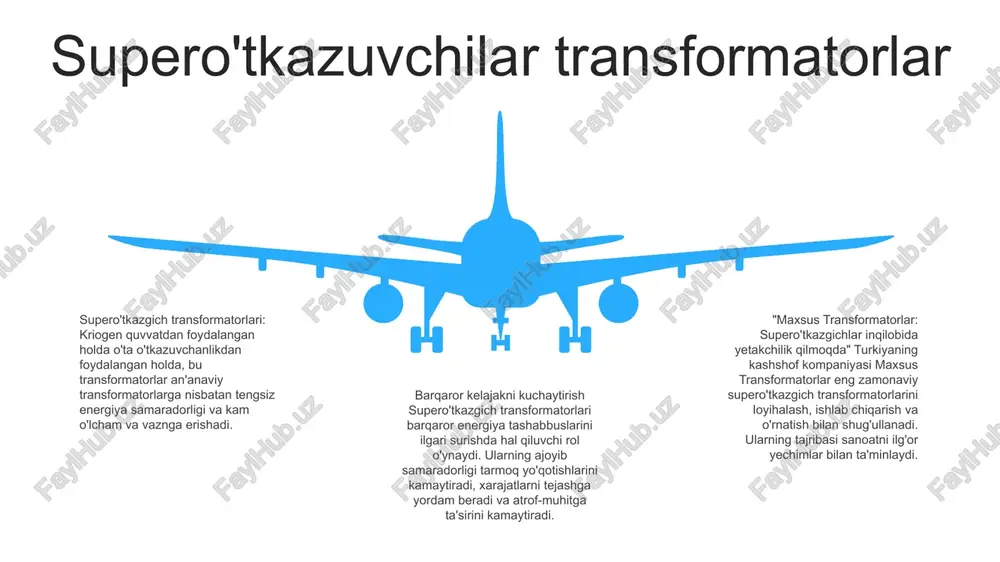 rlashtirib, bo'sh joy talablarini kamaytiradi va o'rnatishni soddalashtiradi. yuqori kuchlanishli transformatorlar kengaytirilgan ishlash uchun ilg'or texnologiya: “maxsus” transformator samaradorligini optimallashtirish, yo'qotishlarni kamaytirish va ishonchliligini oshirish uchun ilg'or texnologiyalarni qo'llaydi. ularning transformatorlari ilg'or izolyatsiya tizimlari, innovatsion yadro dizaynlari va optimallashtirilgan o'rash konfiguratsiyasini o'z ichiga oladi. ishonchlilik va uzoq umr ko'rish: maxsus yuqori voltli transformatorlar ishonchliligi va uzoq xizmat muddati bilan mashhur. ular qiyin ish sharoitlarida barqaror ishlash va chidamlilikni ta'minlash uchun qattiq sinov va sifat nazorati choralaridan o'tadi. yuqori kuchlanishli transformatorlar: sanoat energetikasi: “maxsus transformatorlar” kompaniyasi elektr energiyasini uzatish va taqsimlash tarmoqlarida hal qiluvchi rol o‘ynaydigan yuqori voltli transformatorlarni loyihalashtiradi va ishlab chiqaradi. quvvat transformatorlari “maxsus transformatorlar”: yetakchi transformator ishlab chiqaruvchisi – ajoyib sifati va ishonchliligi bilan mashhur “maxsus transformatorlar” dunyodagi eng yaxshi transformator ishlab chiqaruvchilari qatoriga kiradi. quvvat transformatorlari: eng yuqori ishlash kafolati - maxsus transformatorlar quvvat transformatorlariga ixtisoslashgan bo'lib, turli sanoat ehtiyojlarini qondirish uchun keng kuchlanish va quvvat ko'rsatkichlarini …