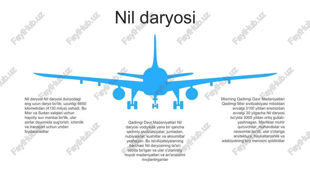 ridan iborat bo'lib, bilimlarni saqlashda hal qiluvchi rol o'ynadi. arxitektura: qadimgi misrliklar ta'sirchan inshootlarni, jumladan giza piramidalarini qurishgan. ushbu arxitektura yutuqlari ularning ilg'or muhandislik va qurilish ko'nikmalarini va yirik loyihalarni tashkil etish qobiliyatini namoyish etadi. kulolchilik: qadimgi misrliklar mohir kulollar bo'lib, ko'zalar, kosalar va laganlar kabi turli xil idishlar yasagan. ularning kulolchilik texnikasi kulol charxidan foydalanish va o'choqlarda pishirishni o'z ichiga olgan. qadimgi misrning tanazzulga uchrashi pasayish sabablari:- ichki omillar: iqtisodiy tanazzul, ijtimoiy tartibsizliklar va siyosiy beqarorlik- tashqi omillar: xettlar va ossuriya kabi xorijiy kuchlarning bosqinlari yengillik belgilari:- markaziy hukumatning qulashi- savdo va qishloq xo‘jaligining tanazzulga uchrashi- mustaqil shahar-davlatlarning yuksalishi- madaniy an’analarning yo‘qolishi. qadimgi misr merosi:- me’moriy mo‘jizalar: piramidalar, ibodatxonalar va qabrlar- astronomiya, matematika va tibbiyot bo‘yicha ilg‘or bilimlar- boy badiiy meros, jumladan, ierogliflar va haykaltaroshlik- g‘arb sivilizatsiyasiga doimiy ta’sir 06 05 04 03 02 e'tiboringiz uchun rahmat @taqdimot_robot image12.jpg image3.jpg image2.jpg /docprops/thumbnail.jpeg