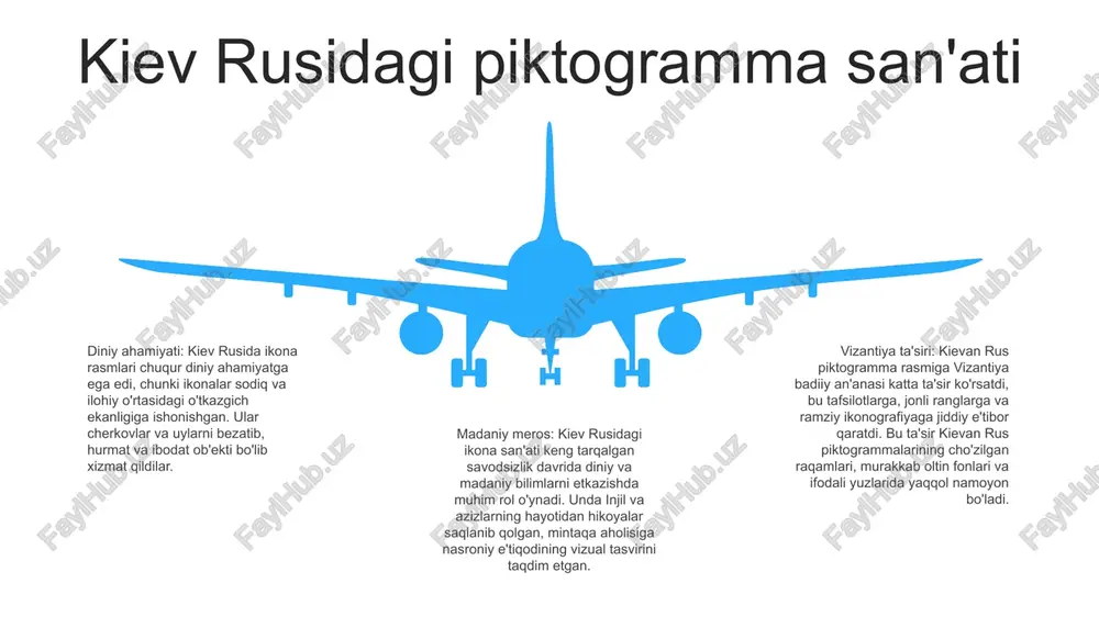 donaligi: kiyevning qoq markazida joylashgan avliyo mixailning oltin gumbazli monastiri kiev rusining meʼmoriy mahoratidan dalolat beradi. 11-asrda qurilgan, uning murakkab mozaikalari, freskalari va oltin bilan qoplangan ramziy gumbazlari o'z davrining badiiy va texnik yorqinligini namoyish etadi. tarixiy ahamiyati: muqaddas joy sifatida monastir kiyevning ma'naviy va madaniy hayotida hal qiluvchi rol o'ynagan. bu taniqli knyazlar, jumladan svyatopolk ii iziaslavichning dafn etilgan joyi bo'lib, muhim diniy marosimlar va kengashlarga mezbonlik qilgan imon va mustahkamlik ramzi: avliyo mayklning oltin gumbazli monastiri vayronagarchilik va qayta qurish davrlarini boshdan kechirdi va kiev aholisi uchun imon va mustahkamlik ramzi bo'lib xizmat qildi 06 05 04 03 02 aziz panteleimon cherkovi 01 02 o'rnatish: aziz panteleimon cherkovi 12-asrda kiev rusi davrida ukrainaning chernigov shahrida qurilgan. arxitektura uslubi: cherkov vizantiya arxitekturasining elementlarini, jumladan gumbazli tomlar va dekorativ mozaikalarni tosh va g'ishtdan foydalanish kabi mahalliy an'analar bilan uyg'unlashtirgan noyob me'moriy uslubni namoyish etadi. 03 tarixiy ahamiyati: muqaddas panteleimon cherkovi …