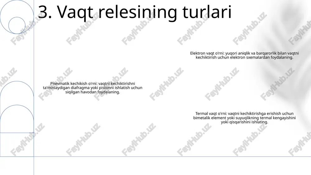 g'ayritabiiy ish sharoitlari tufayli haddan tashqari qizib ketishdan himoya qiladi. 2. faza etishmovchiligi: issiqlik o'rni uch fazali motorlarda faza etishmovchiligini aniqlay oladi, bir fazali va motorga potentsial zarar etkazilishining oldini oladi. 3. haddan tashqari yuk himoyasi: issiqlik o'rni sxemalar va elektr jihozlari uchun ortiqcha yuk himoyasini ta'minlaydi, agar oqim oldindan belgilangan darajadan oshib ketgan bo'lsa. 10. issiqlik relelarining qo'llanilishi e'tiboringiz uchun rahmat @taqdimot_robot image1.png /docprops/thumbnail.jpeg