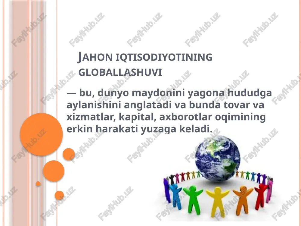 otgan kapital o`rnini qoplovchi xorijiy investitsiyalarni jalb qilmaslik chetga kapital chiqaruvchi mamlakatning iqtisodiy o`sish sur`atlarini sekinlashtirishi mumkin; kapitalni eksport qiluvchi mamlakatlar uchun kapitalni chetga chiqarish ularda bandlik darajasining pasayishiga olib keladi; chetga kapital chiqarish mamlakat to`lov balansiga salbiy ta`sir kiladi. kapital importining ijobiy tomonlari: boshqariladigan kapital importi mamlakat iqtisodiy o`sishiga yordam beradi; jalb qilingan kapital qo`shimcha ish o`rinlarini yaratadi; xorijiy kapital yangi texnologiyalarni olib keladi, samarali menejment esa mamlakatda ilmiy-texnika taraqqiyoti ni tezlashtiradi. e’tiboringiz uchun raxmat! image2.jpeg image3.jpeg image4.jpeg image5.jpeg image6.jpeg image7.jpeg image8.jpeg image9.jpeg image10.jpeg image11.jpeg image12.jpeg image13.jpeg image14.jpeg image15.jpeg image16.jpeg image17.jpeg image18.jpeg image19.jpeg image20.jpeg image21.jpeg /docprops/thumbnail.jpeg