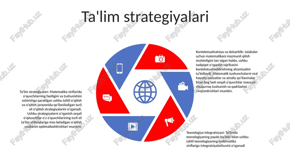 tirish va o‘quvchilarning yutuqlarini takomillashtirishda muhim ahamiyatga ega. ushbu tahlil mavjud o'quv resurslarining kuchli va zaif tomonlarini aniqlash orqali o'qitish amaliyoti va o'quv materiallarini takomillashtirish bo'yicha ko'rsatmalar beradi. sinf miqyosidagi tahlil o‘quv dasturining qamrovi, izchilligi va dolzarbligini baholashdan tashqari, darsliklardagi tushunchalar va ko‘nikmalarning ravshanligi va ulardan foydalanish imkoniyatini o‘rganadi, kamchiliklar va takomillashtirish yo‘nalishlarini aniqlaydi. e'tiboringiz uchun rahmat @taqdimot_robot image11.jpg image2.jpg /docprops/thumbnail.jpeg