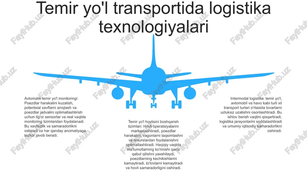 shrutni samarali optimallashtirish transport tarmog'idagi turli manfaatdor tomonlar o'rtasida hamkorlikni talab qiladi bashoratli tahlil transport marshrutlari va jadvallarini optimallashtirish logistika texnologiyalari real vaqtda transport maʼlumotlari, ob-havo sharoiti va yetkazib berish cheklovlarini hisobga olgan holda transport yoʻnalishlari va jadvallarini optimallashtirishi mumkin. ushbu optimallashtirish tranzit vaqtini qisqartirishi, yoqilg'i samaradorligini oshirishi va umumiy logistika operatsiyalarini yaxshilashi mumkin. bashoratli tahlillar: texnik xizmat ko‘rsatishga bo‘lgan ehtiyojlarni aniqlash. bashoratli tahlillar sensorlar ma’lumotlari va texnik xizmat ko‘rsatish tarixiga oid yozuvlar yordamida asbob-uskuna qachon texnik xizmat ko‘rsatishni talab qilishini taxmin qiladi takomillashtirilgan inventar boshqaruvi va talab prognozi bashoratli tahlil va logistika texnologiyalari inventarizatsiyani yaxshiroq boshqarish va talabni prognozlash imkonini beradi raqamli hujjatlarni boshqarish temir yo'lda yuk tashishda logistik texnologiyalarni qo'llash- transportni rejalashtirish, rejalashtirish va resurslarni taqsimlashni optimallashtiradi.- ta'minot zanjiri bo'ylab yuklarning ko'rinishi va kuzatilishini yaxshilaydi.- xarajatlarni kamaytiradi, samaradorlikni oshiradi va tovarlarni o'z vaqtida yetkazib berishni ta'minlaydi. raqamli hujjatlar boshqaruvi logistik texnologiyalarni qo'llash bilan integratsiyalashgan- logistika operatsiyalari o'rtasida uzluksiz …