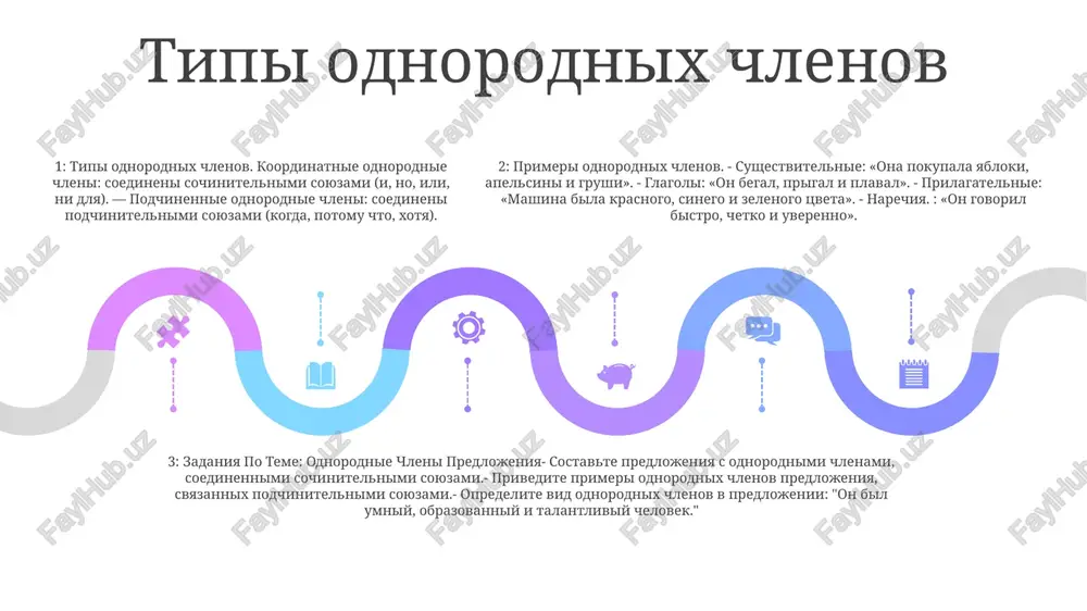 tviya utverjdeniya. stilisticheskaya funktsiya odnorodnix elementov: yarkost. ispolzuya neskolko odnorodnix elementov, pisateli mogut sozdavat yarkie i opisatelnie obrazi, delaya tekst bolee privlekatelnim i zapominayushimsya. stilisticheskaya funktsiya odnorodnix elementov: aktsent. odnorodnie elementi takje mojno ispolzovat dlya videleniya. povtoryaya tochku zreniya ili ideyu v neskolkix formax, pisateli mogut podcherknut ee vajnost i vliyanie. razdelenie zapyatimi odnorodnix chlenov 01 02 03 1: zapyatie razdelyayut elementi v serii iz trex ili bolee slov, fraz ili predlojeniy, kotorie soedineni soyuzami, takimi kak i, ili, ni, no, ibo, tak i eshe. 2: kogda soyuz soedinyaet dva poslednix elementa v serii, zapyataya neobyazatelna. 3: zapyataya ne stavitsya mejdu dvumya prilagatelnimi, predshestvuyushimi sushestvitelnomu. sales 1st qtr 2nd qtr 100 0 sales 1st qtr 2nd qtr 100 0 sales 1st qtr 2nd qtr 100 0 razdelenie odnorodnix chlenov dvoetochiem razdelenie odnorodnix chlenov dvoetochiem. pri razdelenii odnorodnix chlenov, svyazannix obobshayushim slovom, ispolzuetsya dvoetochie. primer: «v zooparke bilo mnogo raznix jivotnix: …