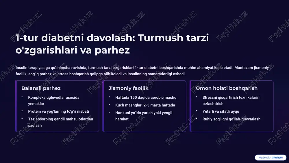 lin yoki dori vositalari to'g'ri vaqtda va to'g'ri miqdorda qabul qilish zarur ✓ glukoza nazorati kundalik o'lchash va natijalarni qayd etish, ko'rsatkalari normal diapazonida saqlash ✓ sog'iq parhez sabzavotlar, to'la donli mahsulotlar, proteinlar asosida yemaklar tanlash ✓ jismoniy faollik har kuni harakat, oyning uchun 150 daqiqali mashq qilish ✓ shifokorlar bilan maslahatlashing muntazam tekshirish va davolash jadvalini tadbiq qilish 10 image-1002-1.png image-1002-2.png image-1-1.png image-1003-1.png image-1003-2.png image-2-1.png image-1004-1.png image-1004-2.png image-3-1.png image-3-10.svg image-3-2.png image-3-3.png image-3-4.svg image-3-5.png image-3-6.png image-3-7.svg image-3-8.png image-3-9.png image-1005-1.png image-1005-2.png image-4-1.png image-4-2.png image-4-3.png image-1006-1.png image-1006-2.png image-5-1.png image-5-2.png image-5-3.png image-1007-1.png image-1007-2.png image-6-1.png image-1008-1.png image-1008-2.png image-1009-1.png image-1009-2.png image-8-1.png image-8-10.png image-8-11.png image-8-12.svg image-8-2.png image-8-3.svg image-8-4.png image-8-5.png image-8-6.svg image-8-7.png image-8-8.png image-8-9.svg image-1010-1.png image-1010-2.png image-9-1.png image-9-2.png image-9-3.svg image-9-4.png image-9-5.svg image-9-6.png image-9-7.svg image-1011-1.png image-1011-2.png