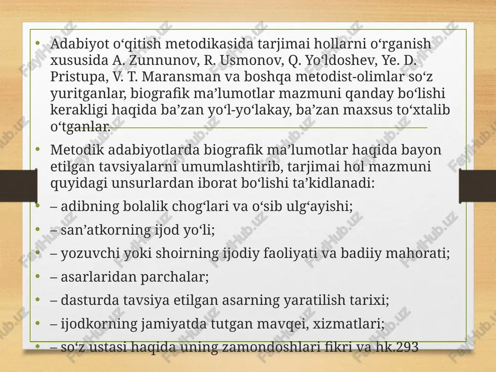archalar ham o‘quvchini tarjimai holi o‘rganilayotgan san’atkorning yashab ijod etgan davri bilan ta-nishtirishda, uning ma’naviy qiyofasini ochib berishda o‘qituvchi uchun ko‘rsatmali qurolning eng ta’sirchan va eng samarali turi sifatida xizmat qiladi. image5.png image6.png image3.png image4.png /docprops/thumbnail.jpeg