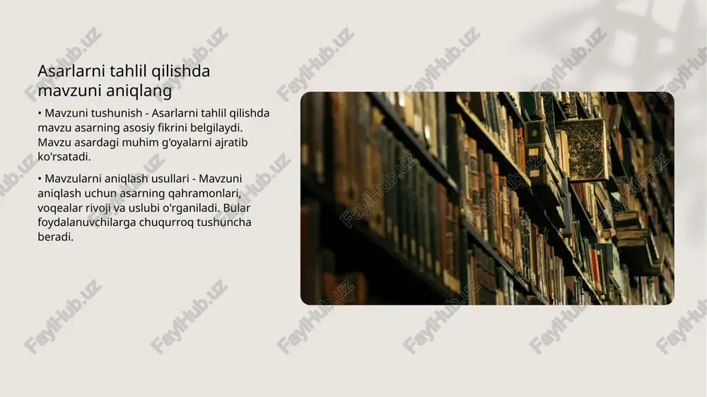 ijodiy ko'nikmalaringizni kengaytiradi. lirik asarlarni muhokama qilishda fikr almashing • lirik asarlarning ahamiyati - lirik asarlar shoirlar va yozuvchilar tomonidan his-tuyg'ularni ifodalash uchun yaratilgan san'at asarlardir. ular insoniy sentimentlarni aks ettiradi. • fikr almashish jarayoni - lirik asarlarni muhokama qilishda fikr almashish jarayoni tashkiliy o'rganish va baham ko'rish imkoniyatini yaratadi. bu jarayonda fikrlar va mulohazalar o'rtasida o'zaro muloqot rivojlanadi. thank you for your attention! image2.jpg image3.jpg image4.jpg image5.jpg image6.jpg image7.jpg image1.png /docprops/thumbnail.jpeg
