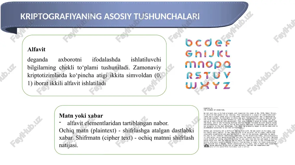 idlaydilar. skitala (yunoncha σκυτάλη "tayoq" dan) - permutatsion shifrlashni amalga oshirish uchun ishlatiladigan vosita, shuningdek, qadimgi spartaning shifri sifatida kriptografiyada ham tanilgan. bu silindr va pergamentning tor lentasi bo'lib, unga spiralga o'ralgan holda xabar yozilgan. miloddan avvalgi iv asrda enes taktik tomonidan ixtiro qilingan ma'lumotni himoya qilish uchun kriptografik vosita. qurilma diametri 13-15 sm va qalinligi 1-2 sm bo'lgan teshik bo'lib, uning ichida alfavitdagi harflar soniga teng bo'lgan teshiklar bo'lgan. har bir teshikka ma'lum bir xat berilgan. diskning markazida uning atrofida ip o'ralgan g'altak bor edi. o‘rta asrda kriptografiya o'rta asrlarda kriptografiya - asosan mono alifbo shifrlari - elchilar, savdogarlar va hatto oddiy fuqarolar tomonidan keng qo'llanila boshlandi. asta-sekin, chastotali kriptanaliz texnikasi tarqalishi bilan shifrlar yanada murakkablashadi, bu esa gomofonik o'rnini bosuvchi shifrlarning, so'ngra polifalitik shifrlarning paydo bo'lishiga olib keladi. al-kindi qo'lyozmasining birinchi sahifasi chastotali kriptanaliz haqida ma'lum bo'lgan eng qadimgi eslatma meri styuart shifratori ernan kortezning gomofon o'rnini bosuvchi …