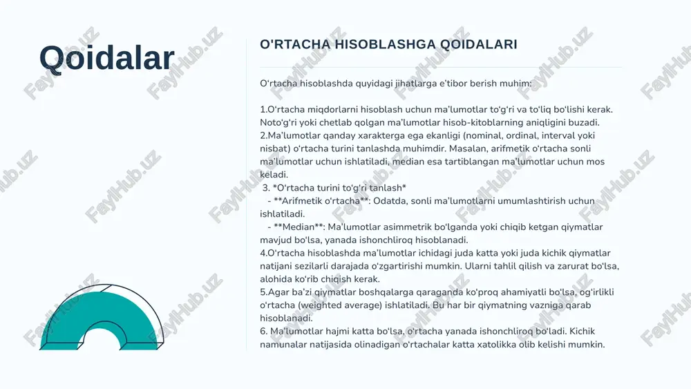 o'rtacha miqdorlar statistika fani - Page 4