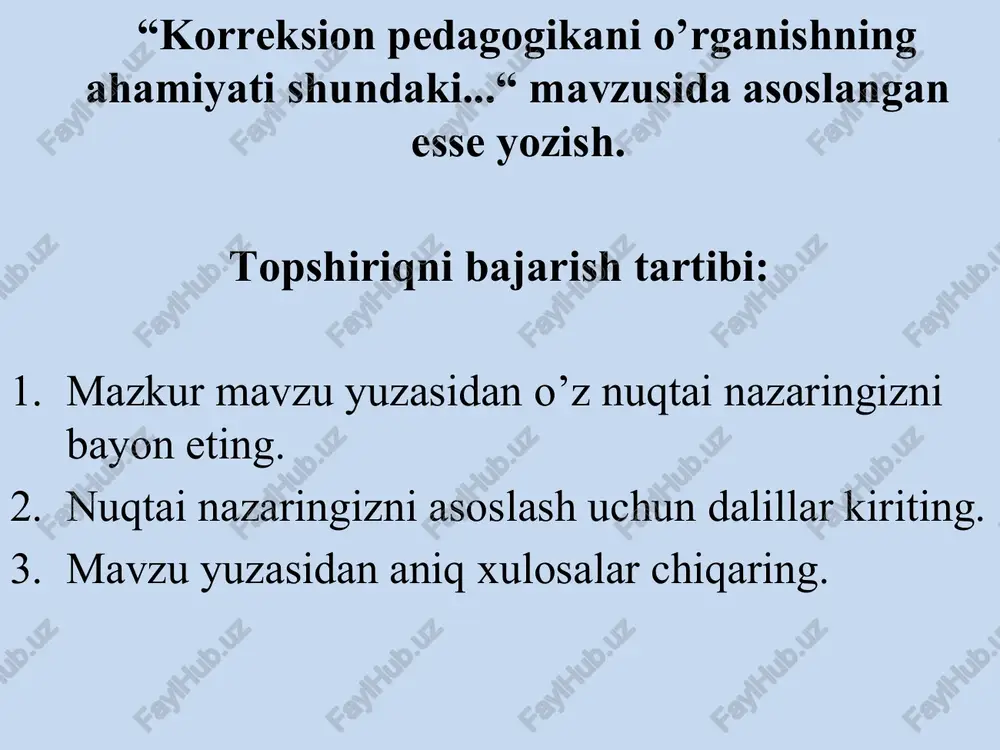 nish maqsadida taxminiy so’rovnoma variantini ishlab chiqing. rivojlanishida nuqsoni bor bolalarning inklyuziv ta’limga jalb qilinishi mumkin bo’lganlarini ajratib olish uchun “t” sxema rivojlanishida nuqsoni bor bolalarning inklyuziv ta’limga jalb qilinishi mumkin bo’lganlari rivojlanishida nuqsoni bor bolalarning inklyuziv ta’limga jalb qilinishi mumkin bo’lmaganlari rivojlanishida nuqsoni bor bolalarning inklyuziv ta’limga jalb qilinishi mumkin bo’lganlarini ajratib olish uchun “t” sxema rivojlanishida nuqsoni bor bolalarning inklyuziv ta’limga jalb qilinishi mumkin bo’lganlari rivojlanishida nuqsoni bor bolalarning inklyuziv ta’limga jalb qilinishi mumkin bo’lmaganlari ruhiy rivojlanishi sustlashgan bolalar; harakat muvozanati buzilgan; o’z-o’ziga xizmat qila oladigan debillik darajasidagi oligofren bolalar va o’smirlar; nutqida nuqsoni bo’lgan (muloqoti cheklanmaydigan darajadagi) bolalar; zaif ko’ruvchi bolalar va o’smirlar; zaif eshituvchi va kech (5 yoshdan keyin) kar bo’lgan bolalar; ko’zi ojiz (brayl yozuvi va o’qishni egallagan) bolalar va o’smirlar; kar (muloqot darajasida nutqi bo’lgan, o’qish va yozishni egallagan) bolalar va o’smirlar. tayanch harakat apparatida yordamga muhtoj (to’shakka “mixlangan”) bolalar; ko’rish qobiliyati zaif bolalar …