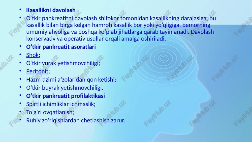 t“ hisoblanadi (55 %). yoʻgʻon ichak (34 %) va ingichka ichak (10 %) shakllari kamroq uchraydi. ogʻiz boʻshligʻi shilliq pardasi biopsiya qilinganda, kron kasalligiga xos granulomalar aniqlanadi. baʼzida, kasallikning ogʻir shakllarida barmoqlarning „tugʻnogʻichsimon“ yoʻgʻonlashishi rivojlanadi. kron kasalligiga chalingan bolalar jismoniy rivojlanishdan orqada qoladi, ogʻirligi kam boʻladi. kasallikning ileosekal shaklida eng koʻp uchraydigan belgilardan biri, qorinning oʻng pastki toʻrtdan birida ogʻriq paydo boʻlishidir. kolorektal shaklida perianal yaralar, yoriqlar paydo boʻladi. ular, koʻpincha ogʻriqli va oqmalar, granulomatoz toʻqimadan iborat gʻadir-budir yuzalar hosil qilib, oraliq sohasiga tarqalishi mumkin. baʼzida yaralarning jadal rivojlanishi natijasida, perianal soha muskullari ham jarohatlanishi mumkin. ingichka ichak, sigmasimon va toʻgʻri ichakdan yuqorida joylashgan yoʻgʻon ichak jarohatlanganda, sigmoidoskopiyada shilliq parda oʻzgarishsiz boʻladi. kron kasalligining rektal shaklida shilliq pardada chiziqsimon yaralar aniqlanadi. asoratlari. kron kasalligiga ichki oqmalar va yoʻllar hosil boʻlishi xosdir. bunday asoratlar qorin ogʻrigʻi, qorin devorining taranglashuvi va qorinda oʻsmasimon hosila paypaslanishi kabi klinik belgilar bilan oʻtadi. oqma, koʻpincha, …
