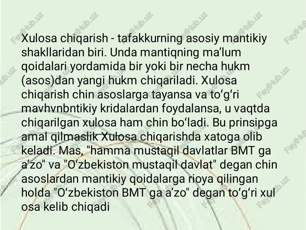 xulosa chiqarishning umumiy mantiqiy tavsiﬁ - Page 4