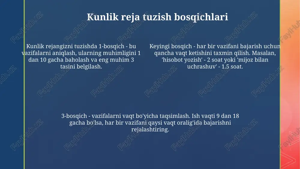 shaxsiy kun tartibini samarali rejalarshtirish usullari - Page 4