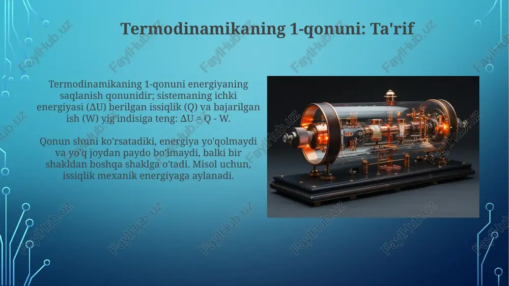 termadinamikaning 1- qonuni ichki energiya - Page 4